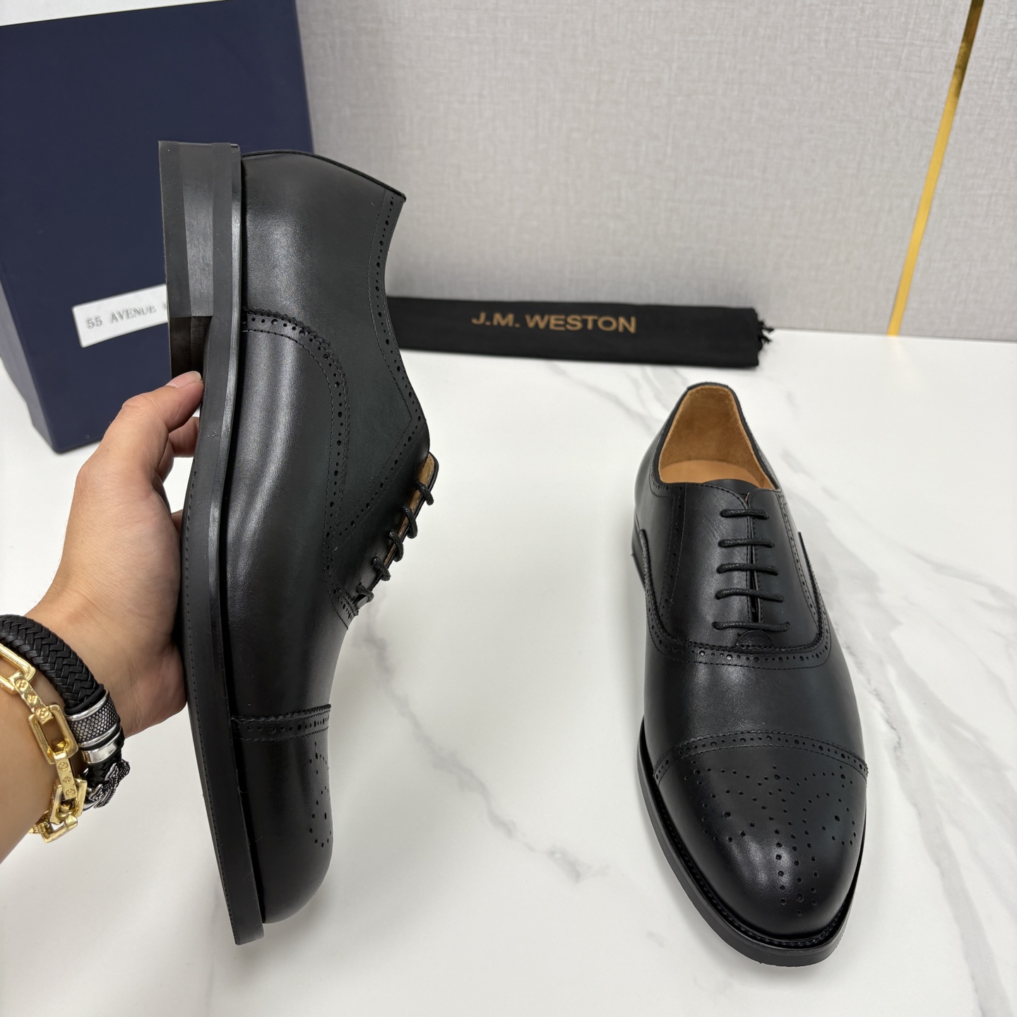 💋💍J.M.Westo*n 威士-顿 男士新品布洛克雕花三节头牛津鞋正装鞋皮鞋 法国顶级皮鞋品牌 当法式