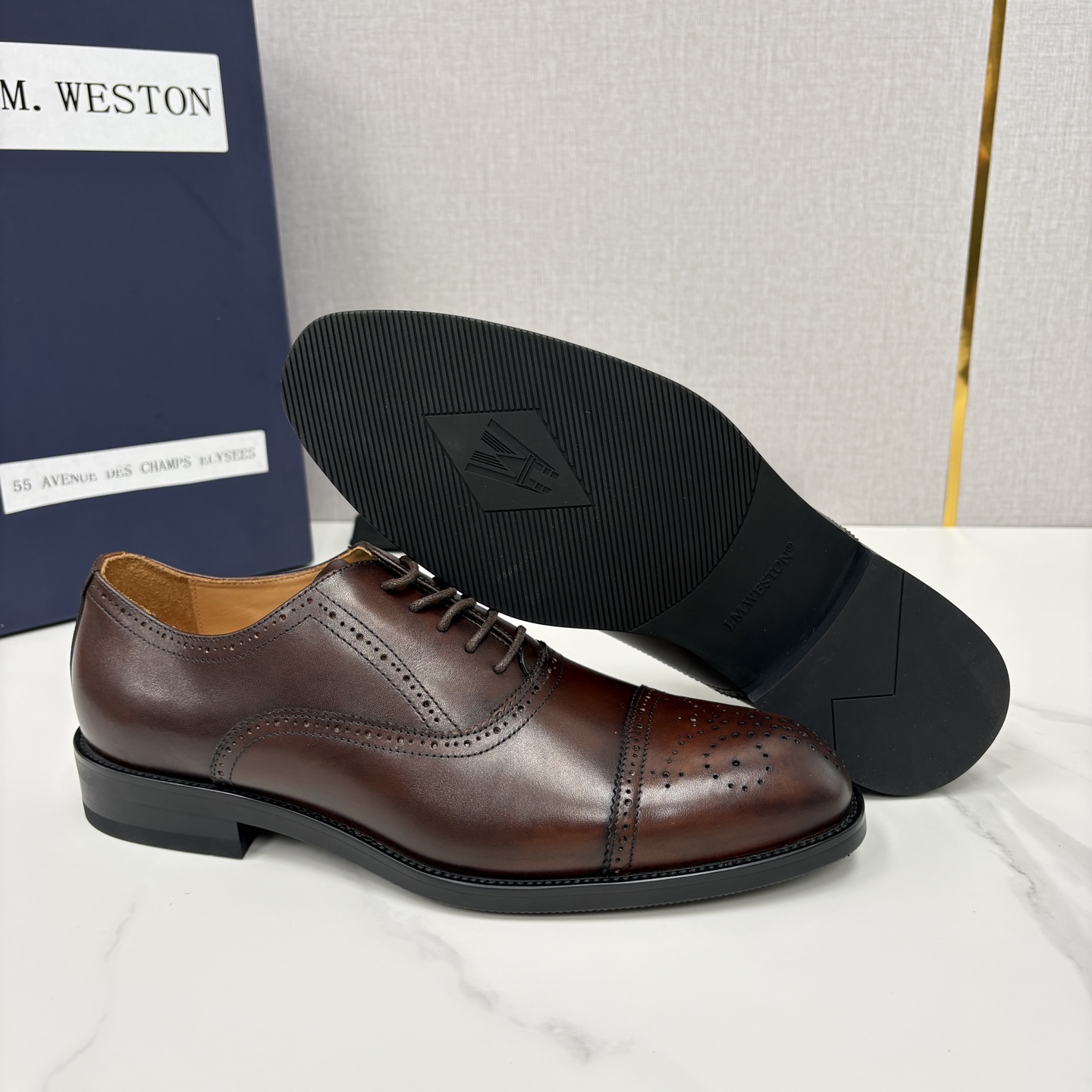 💋💍J.M.Westo*n 威士-顿 男士新品布洛克雕花三节头牛津鞋正装鞋皮鞋 法国顶级皮鞋品牌 当法式