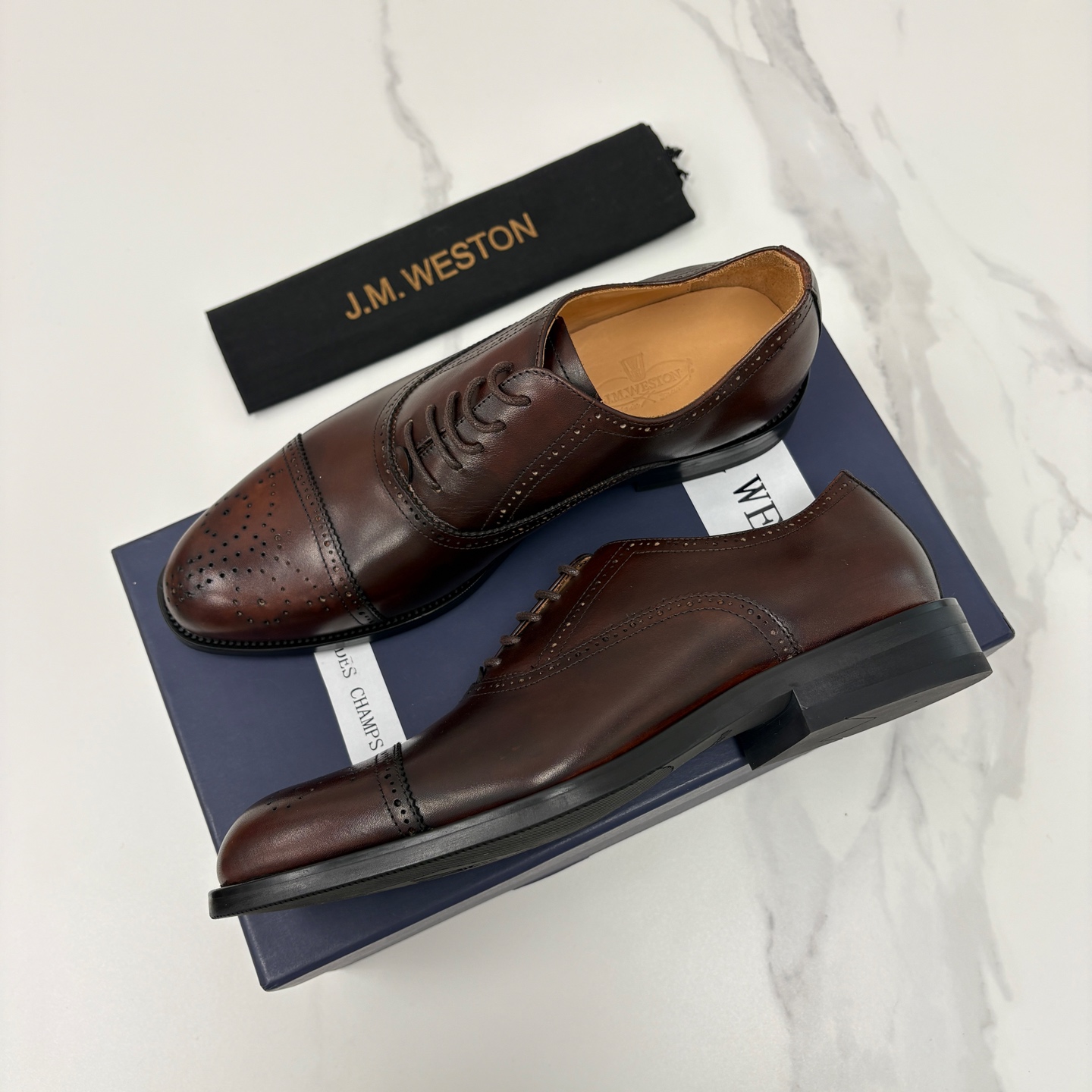 💋💍J.M.Westo*n 威士-顿 男士新品布洛克雕花三节头牛津鞋正装鞋皮鞋 法国顶级皮鞋品牌 当法式