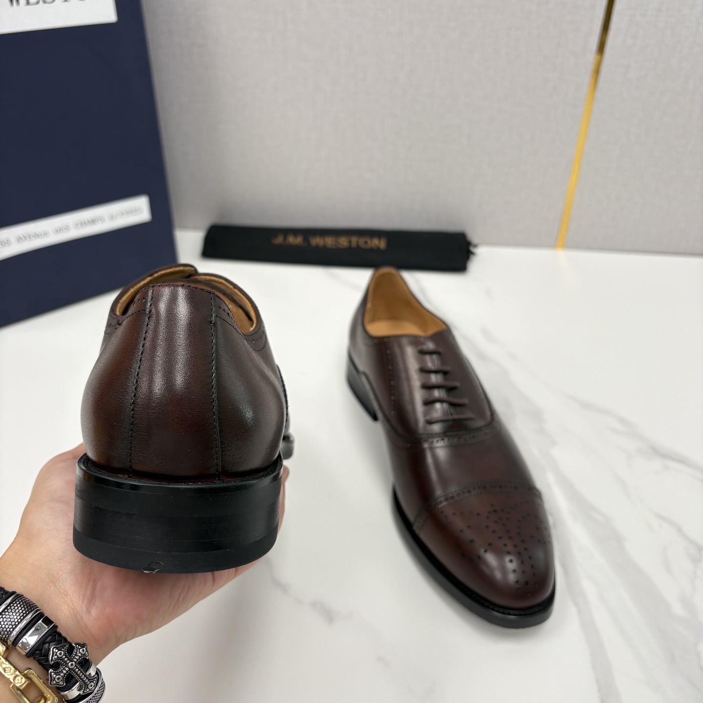 💋💍J.M.Westo*n 威士-顿 男士新品布洛克雕花三节头牛津鞋正装鞋皮鞋 法国顶级皮鞋品牌 当法式