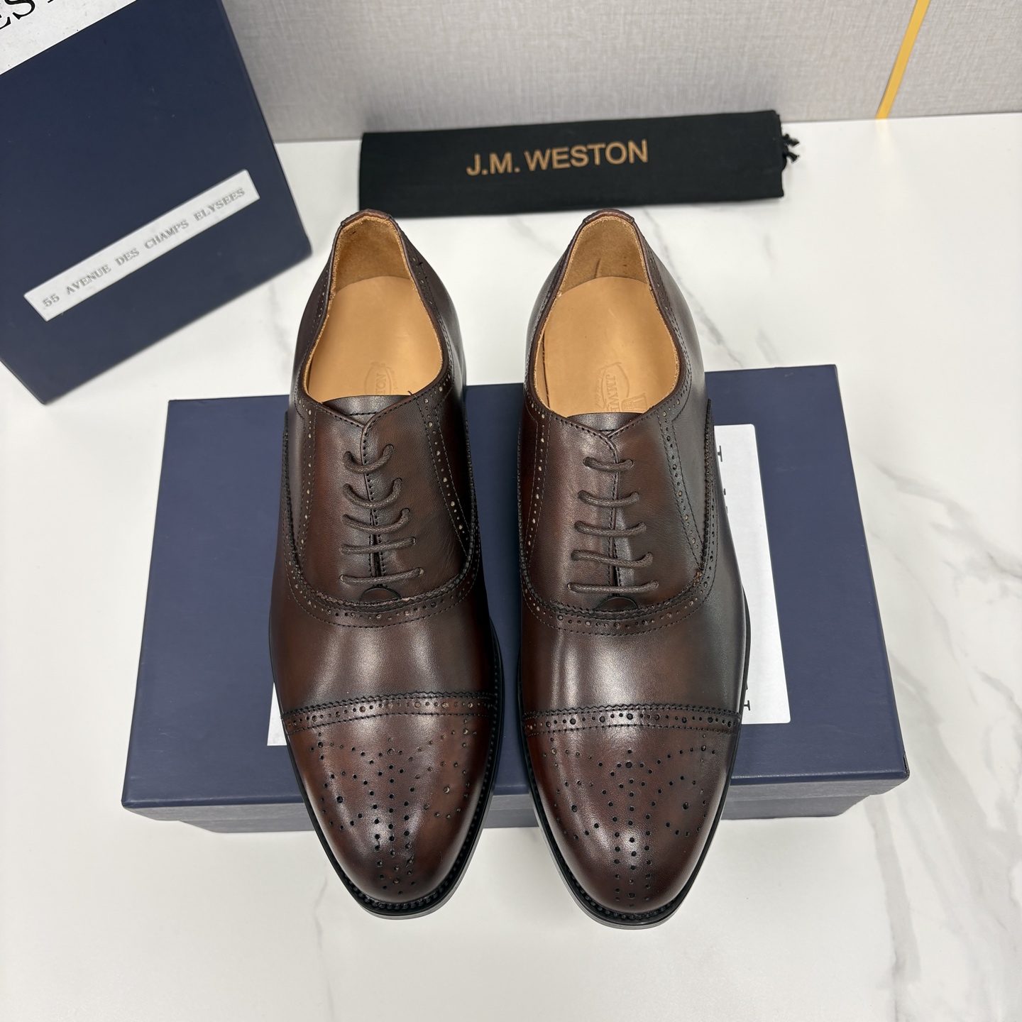 💋💍J.M.Westo*n 威士-顿 男士新品布洛克雕花三节头牛津鞋正装鞋皮鞋 法国顶级皮鞋品牌 当法式