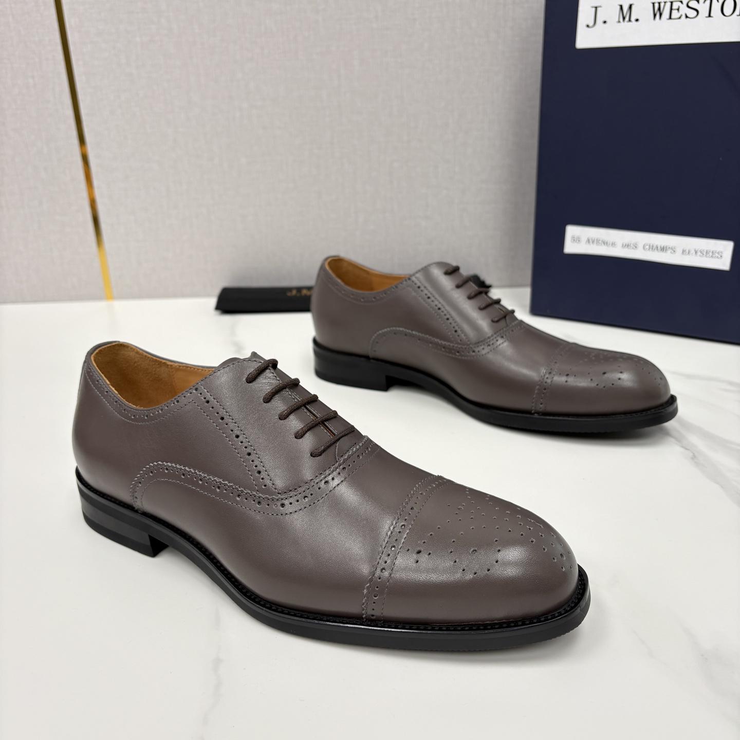 💋💍J.M.Westo*n 威士-顿 男士新品布洛克雕花三节头牛津鞋正装鞋皮鞋 法国顶级皮鞋品牌 当法式