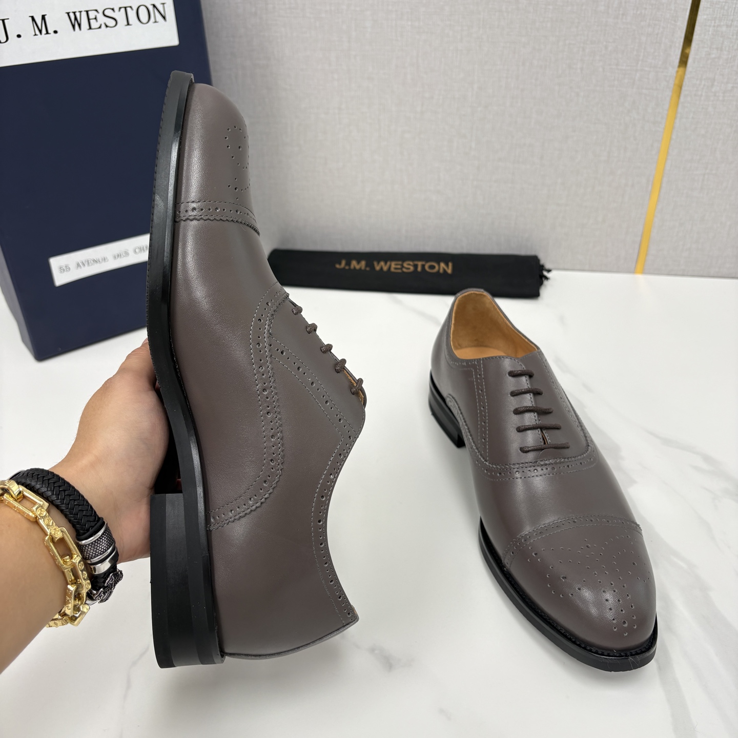 💋💍J.M.Westo*n 威士-顿 男士新品布洛克雕花三节头牛津鞋正装鞋皮鞋 法国顶级皮鞋品牌 当法式