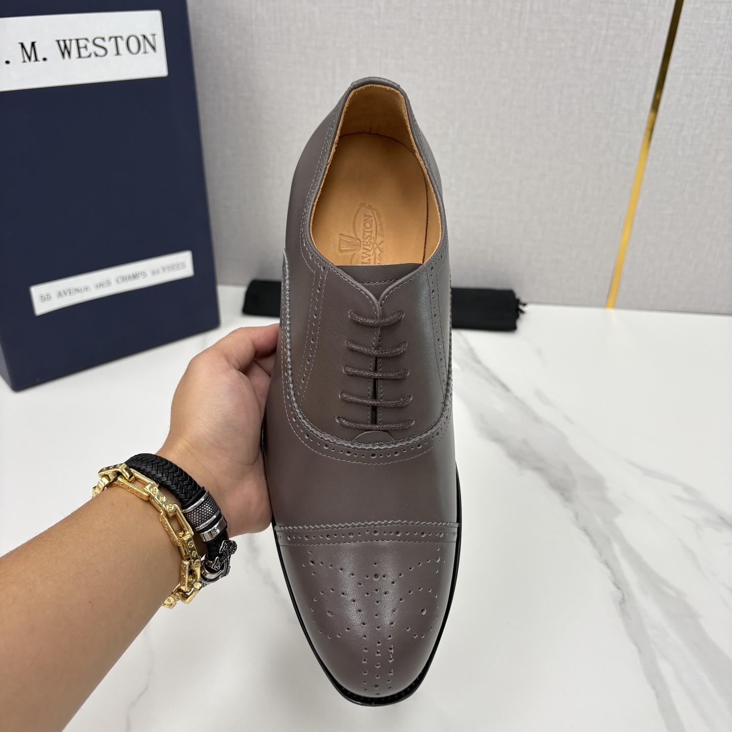 💋💍J.M.Westo*n 威士-顿 男士新品布洛克雕花三节头牛津鞋正装鞋皮鞋 法国顶级皮鞋品牌 当法式