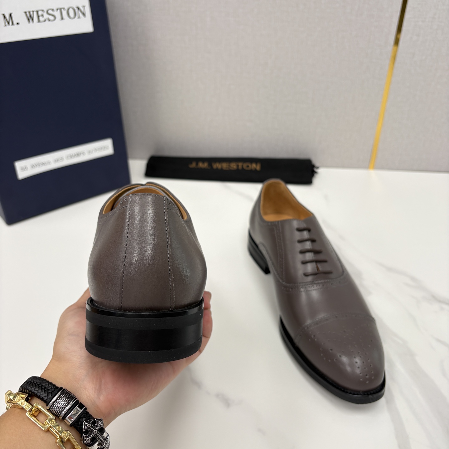 💋💍J.M.Westo*n 威士-顿 男士新品布洛克雕花三节头牛津鞋正装鞋皮鞋 法国顶级皮鞋品牌 当法式