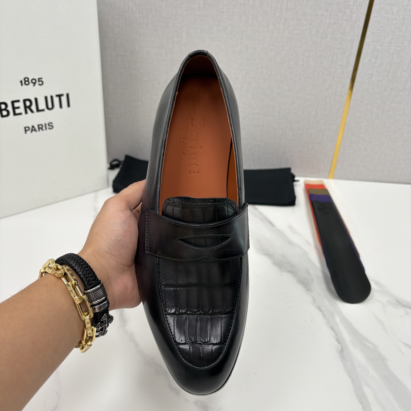 💋💍BERLUT* 布鲁提 新品男士乐福鞋皮鞋 Berlut*的一款标志性鞋履 意大利进口牛皮拼接鳄鱼纹