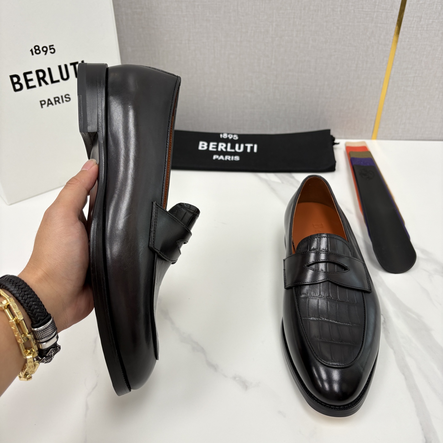 💋💍BERLUT* 布鲁提 新品男士乐福鞋皮鞋 Berlut*的一款标志性鞋履 意大利进口牛皮拼接鳄鱼纹