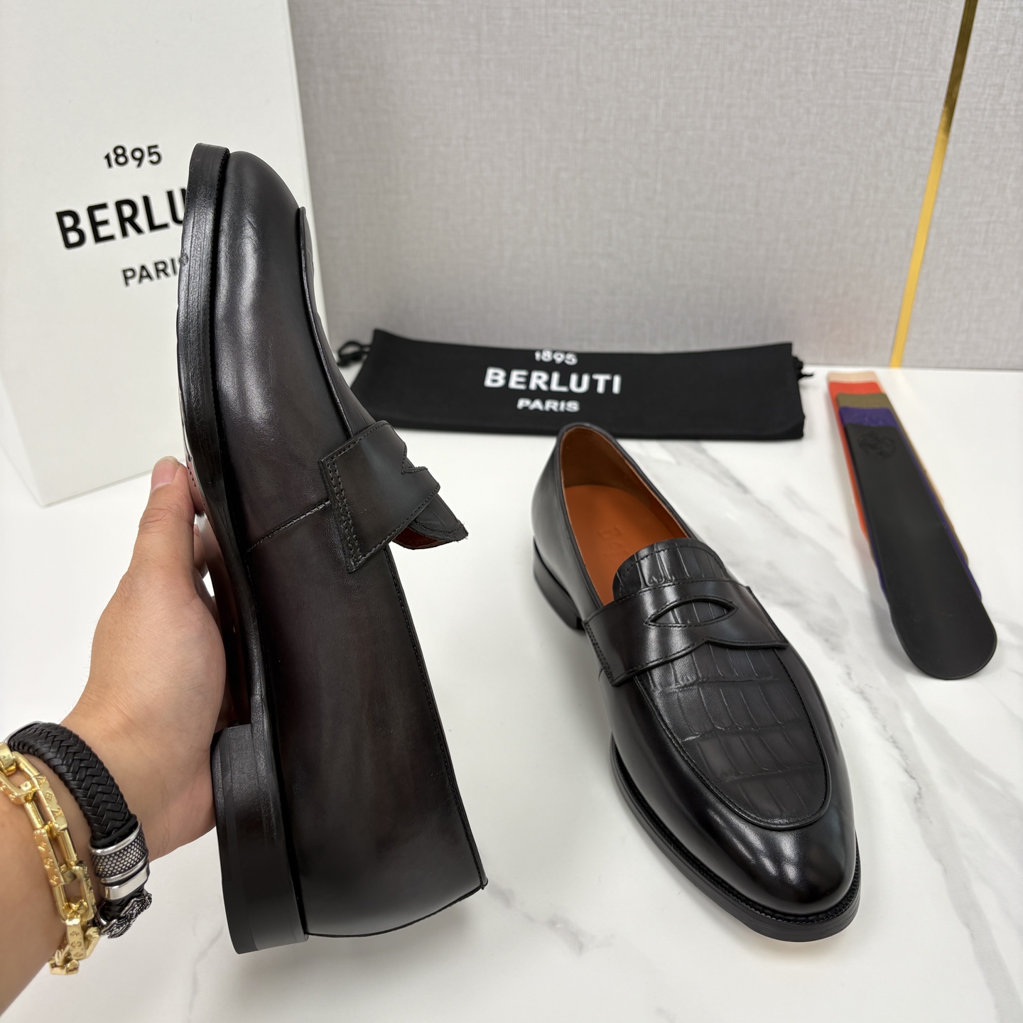 💋💍BERLUT* 布鲁提 新品男士乐福鞋皮鞋 Berlut*的一款标志性鞋履 意大利进口牛皮拼接鳄鱼纹