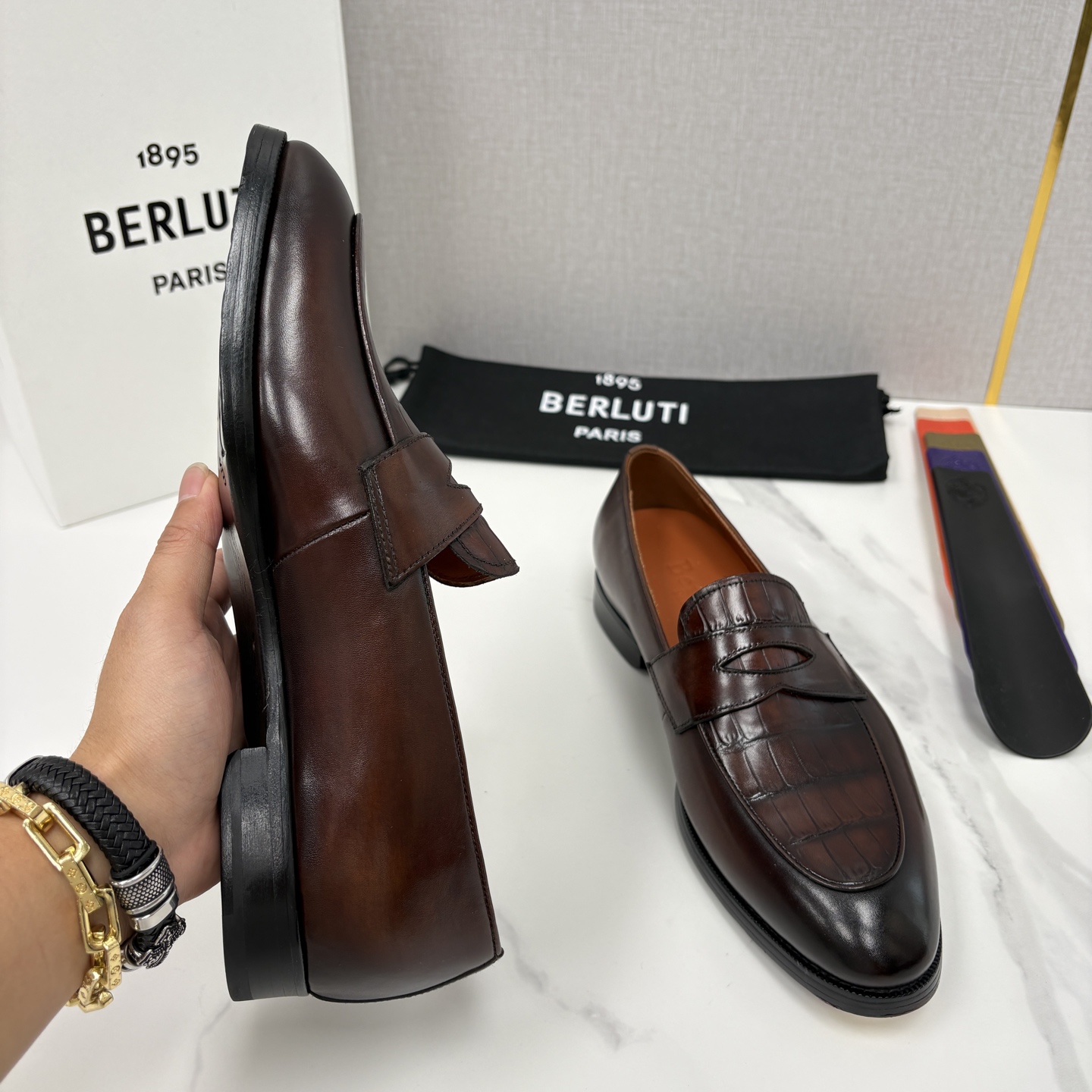 💋💍BERLUT* 布鲁提 新品男士乐福鞋皮鞋 Berlut*的一款标志性鞋履 意大利进口牛皮拼接鳄鱼纹