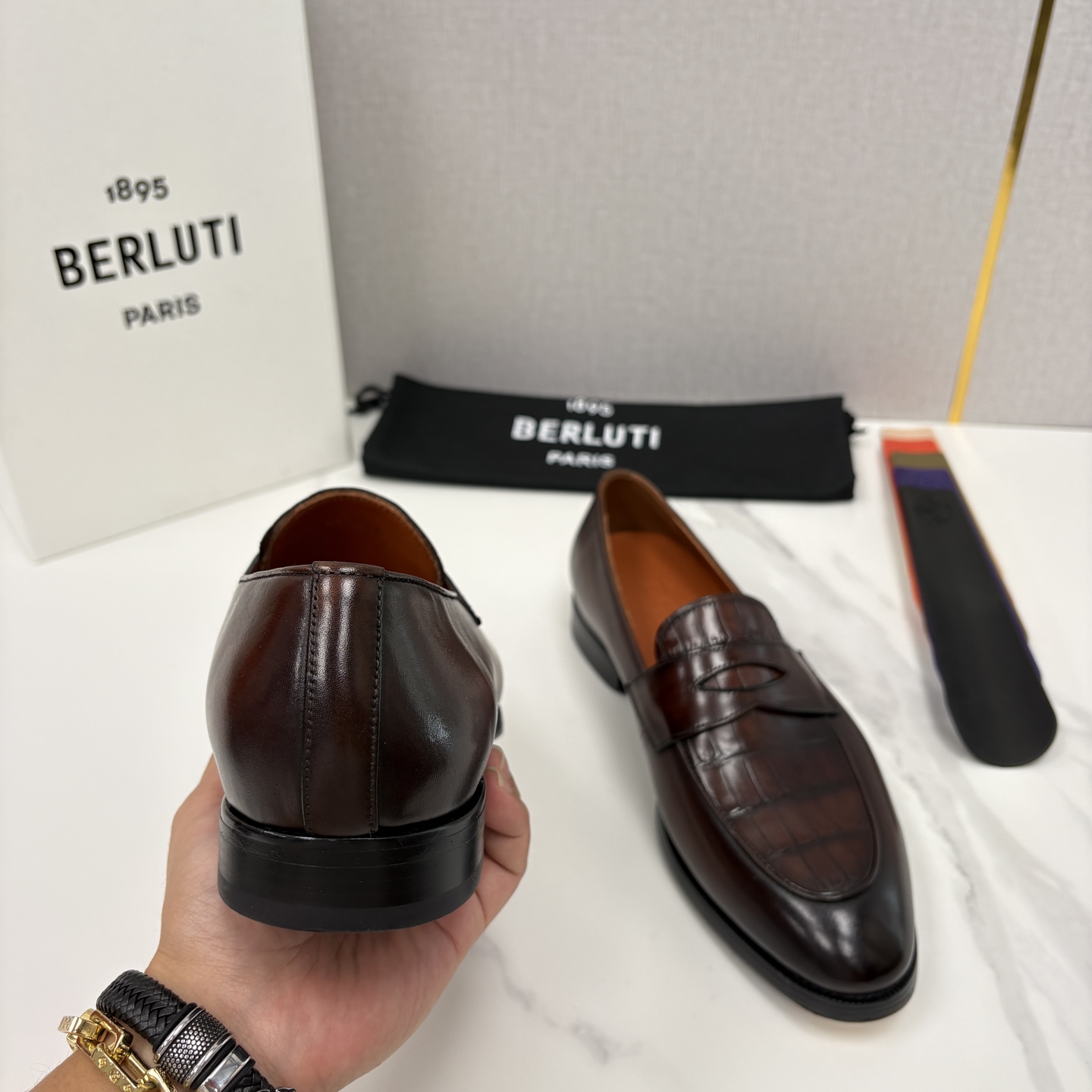 💋💍BERLUT* 布鲁提 新品男士乐福鞋皮鞋 Berlut*的一款标志性鞋履 意大利进口牛皮拼接鳄鱼纹