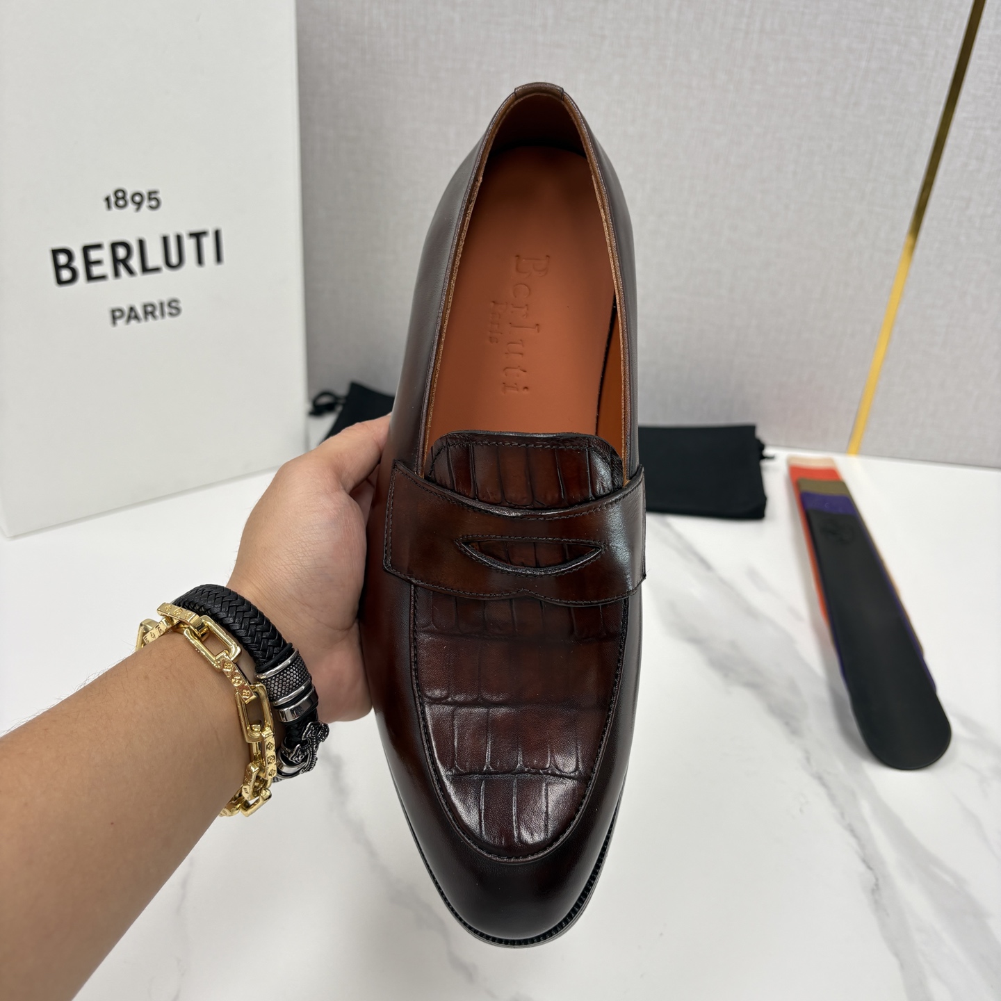 💋💍BERLUT* 布鲁提 新品男士乐福鞋皮鞋 Berlut*的一款标志性鞋履 意大利进口牛皮拼接鳄鱼纹
