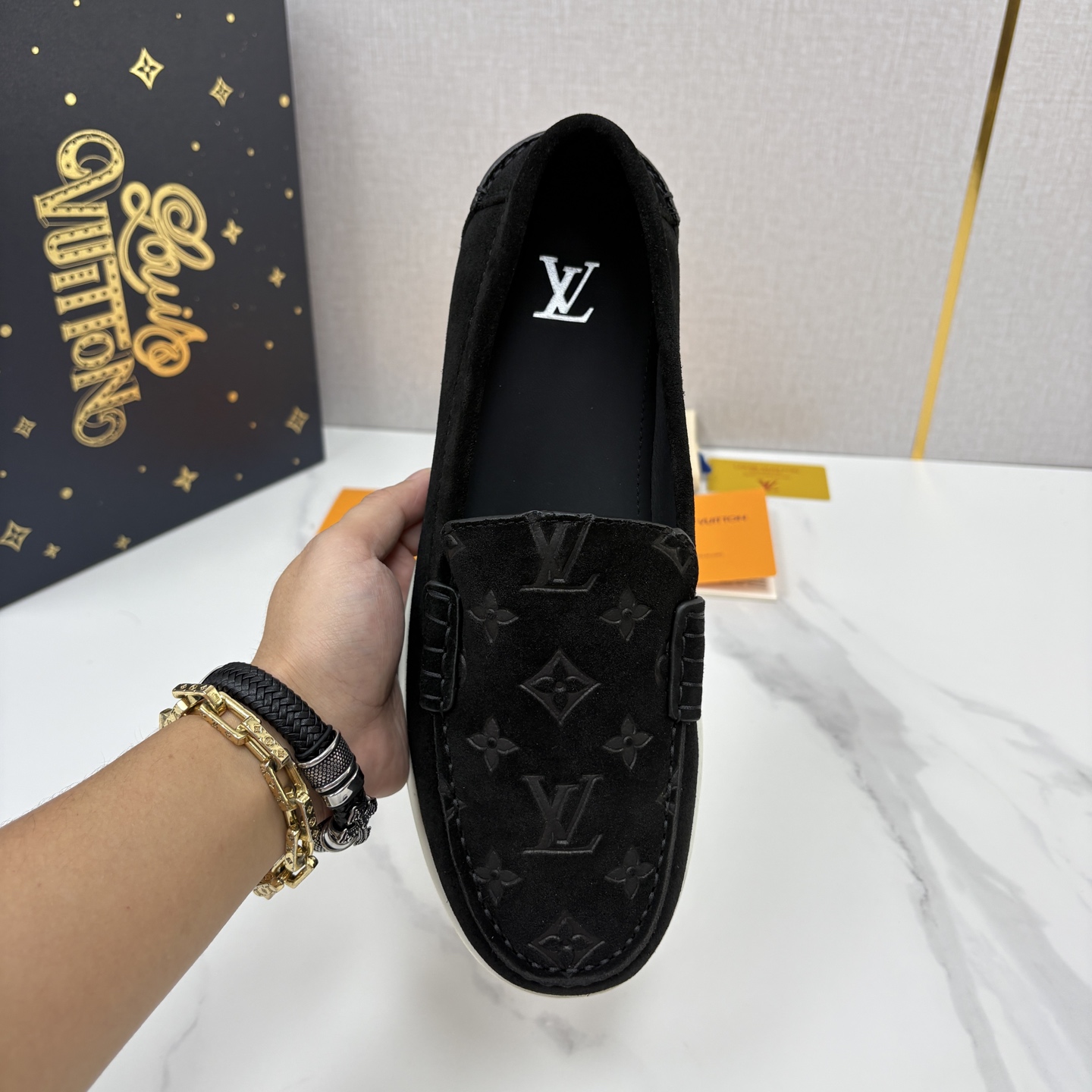 💋💍L 家新品 LOU*S  VUITTO*  新品男士休闲乐福鞋    甄选进口开边珠牛皮/反绒牛皮制