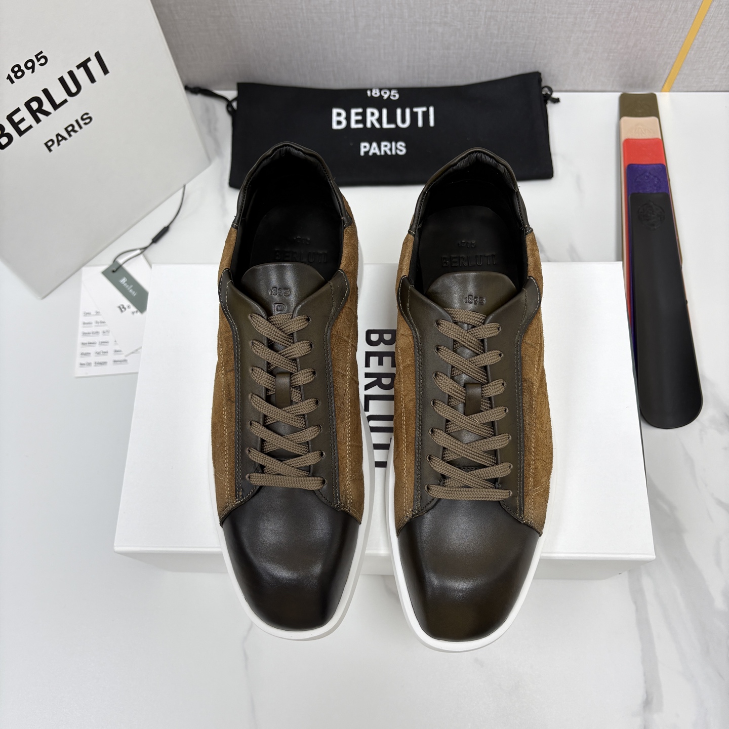 💋💍Berlut* 布鲁提  新款刀锋造型板鞋来袭   新品Stellar 拼接鳄鱼纹🐊休闲运动鞋   官方 15,30