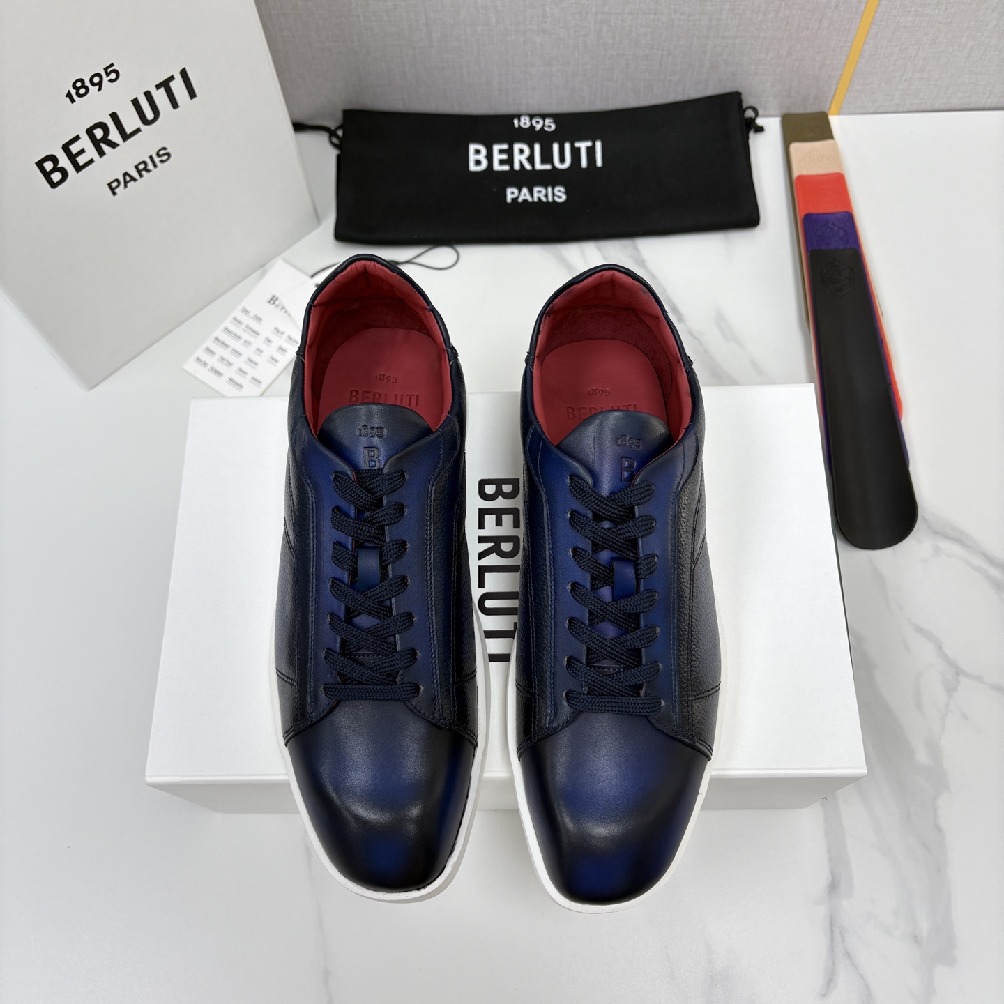 💋💍Berlut* 布鲁提  新款刀锋造型板鞋来袭   新品Stellar Scritto刺青手绘图纹休闲运动鞋   官