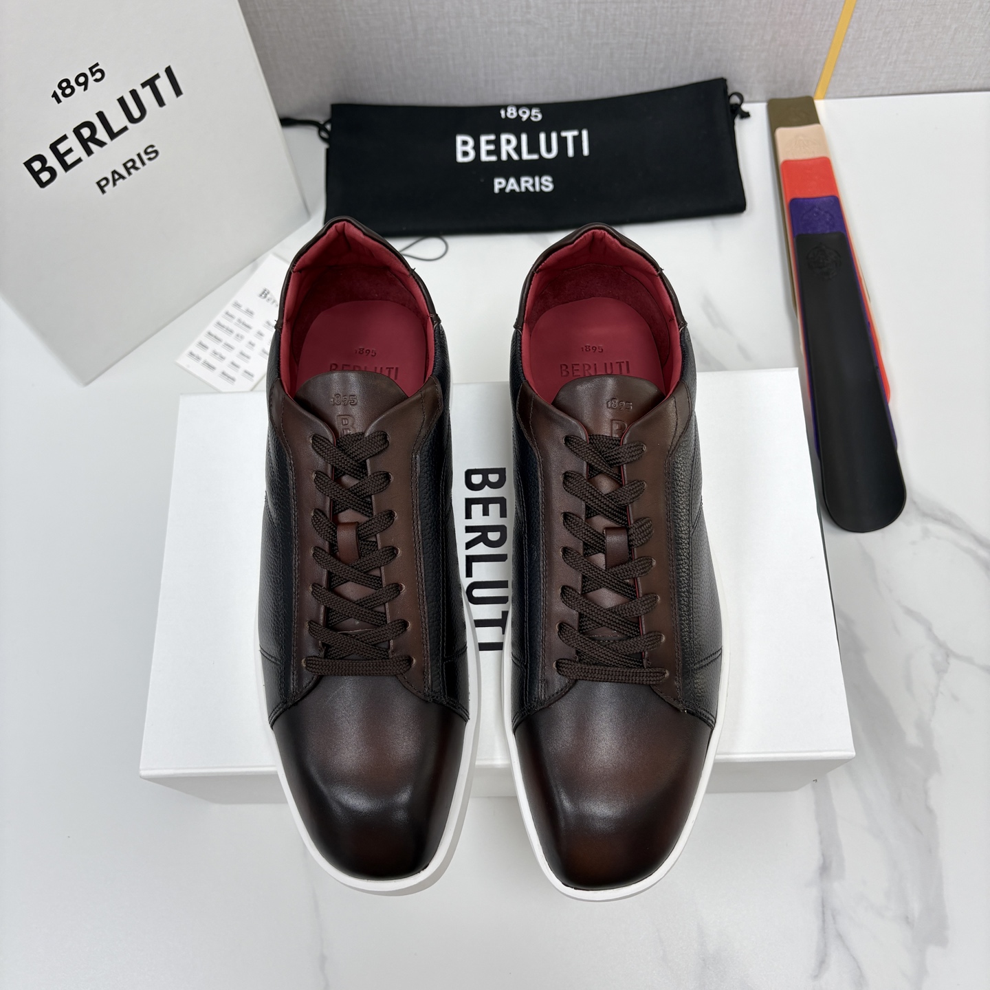 💋💍Berlut* 布鲁提  新款刀锋造型板鞋来袭   新品Stellar Scritto刺青手绘图纹休闲运动鞋   官