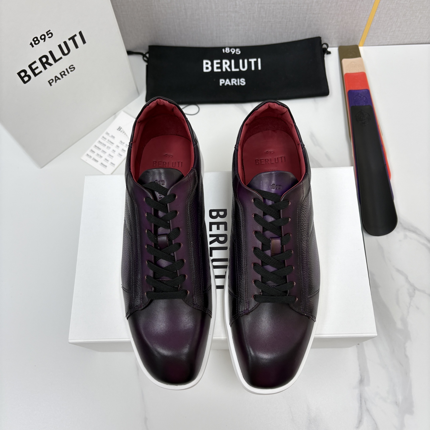 💋💍Berlut* 布鲁提  新款刀锋造型板鞋来袭   新品Stellar Scritto刺青手绘图纹休闲运动鞋   官