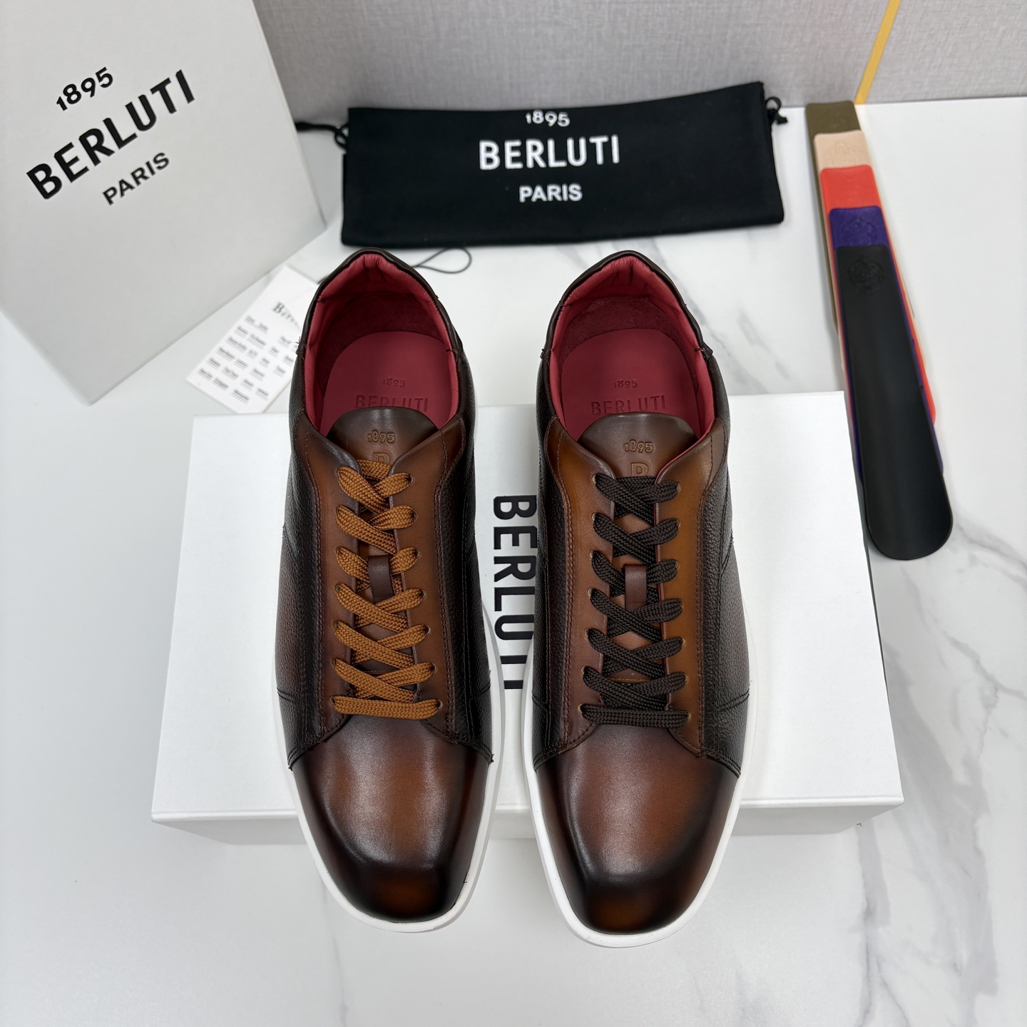 💋💍Berlut* 布鲁提  新款刀锋造型板鞋来袭   新品Stellar Scritto刺青手绘图纹休闲运动鞋   官