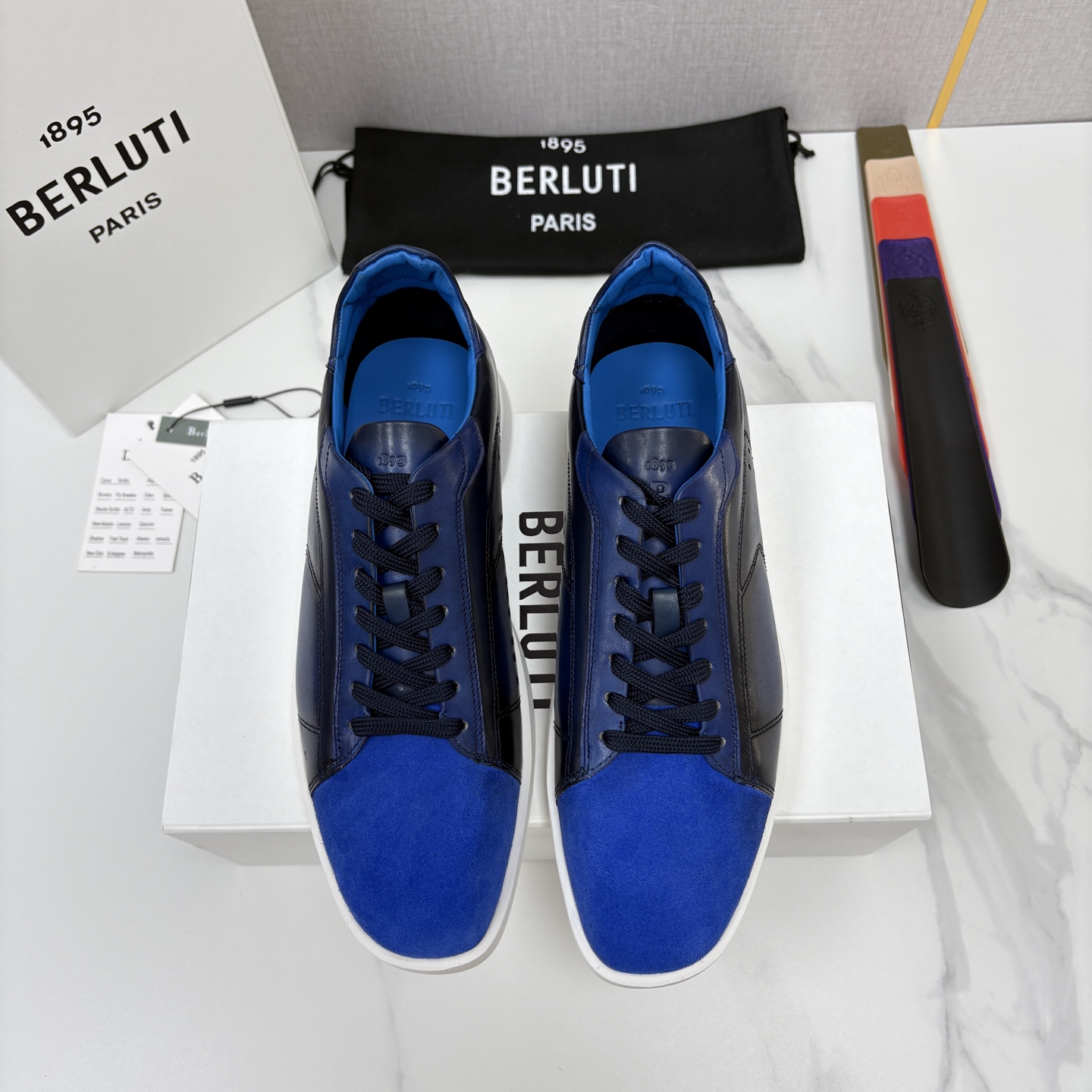 💋💍Berlut* 布鲁提  新款刀锋造型板鞋来袭   新品Stellar 反毛拼接小牛皮胚休闲运动鞋   官方 15,