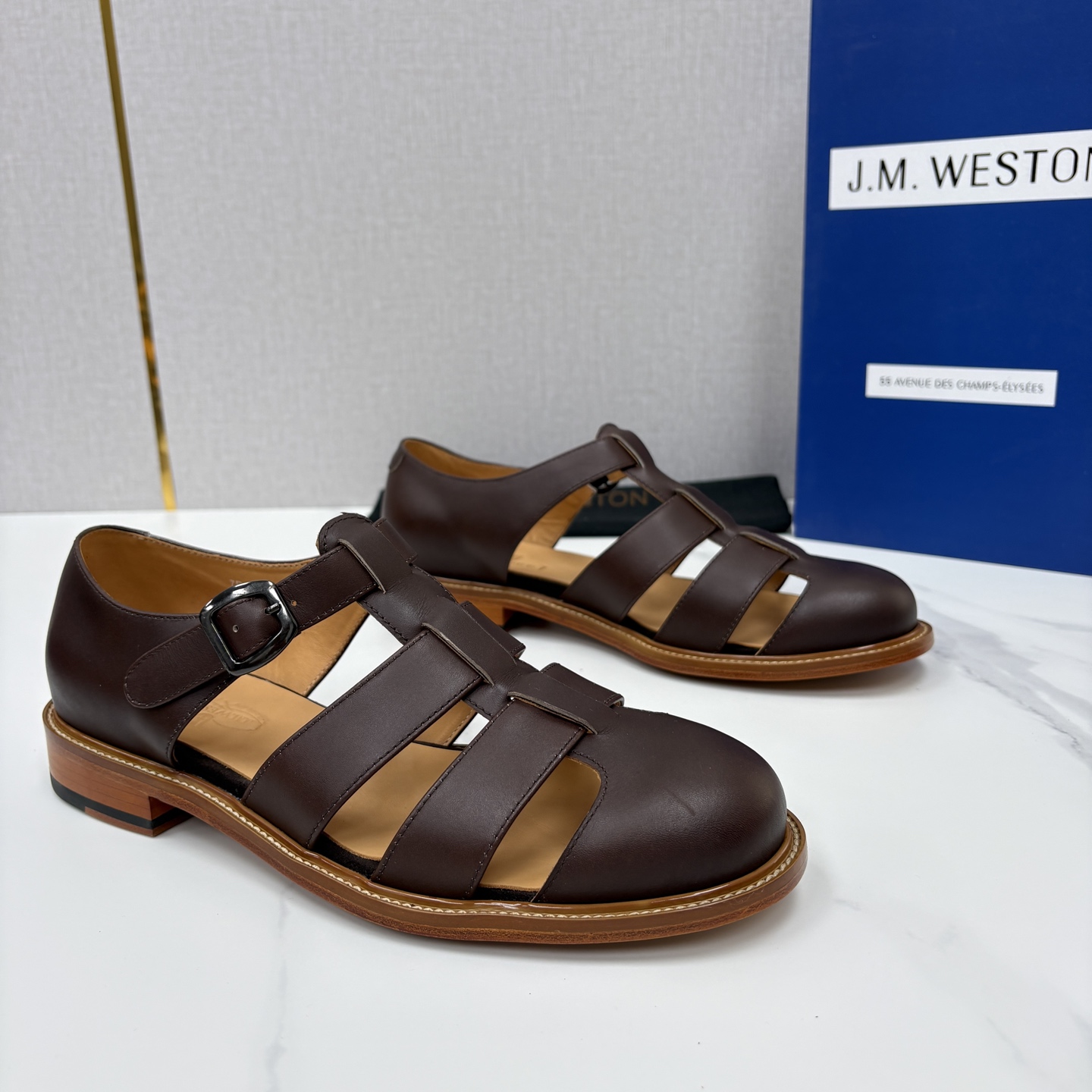 💋💍J.M.WESTO* 威士顿 复古罗马包头凉鞋 法式高端手工皮鞋标杆品牌,坚持传承法式匠心制鞋工艺,兼顾优 💋💍J.M.WESTO* 威士顿 复古罗马包头凉鞋 法式高端手工皮鞋标杆品牌,坚持传承法式匠心制鞋工艺,兼顾优