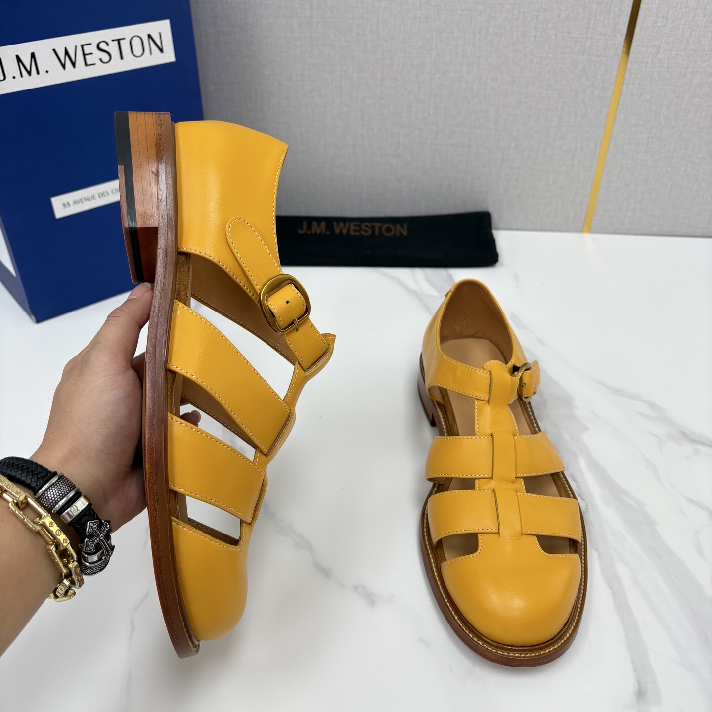 💋💍J.M.WESTO*   威士顿  复古罗马包头凉鞋   法式高端手工皮鞋标杆品牌，坚持传承法式匠心制鞋工艺，兼顾优