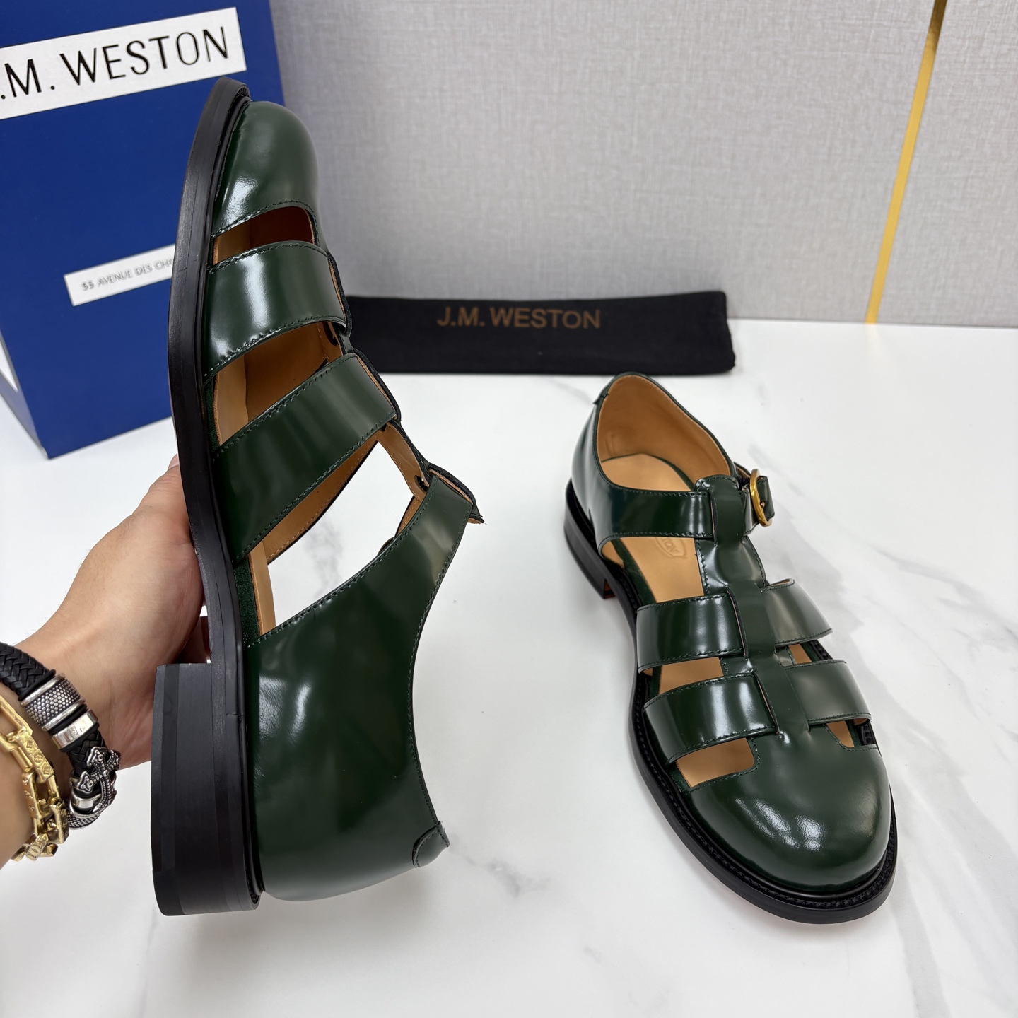 💋💍J.M.WESTO* 威士顿 复古罗马包头凉鞋 法式高端手工皮鞋标杆品牌,坚持传承法式匠心制鞋工艺,兼顾优 💋💍J.M.WESTO* 威士顿 复古罗马包头凉鞋 法式高端手工皮鞋标杆品牌,坚持传承法式匠心制鞋工艺,兼顾优