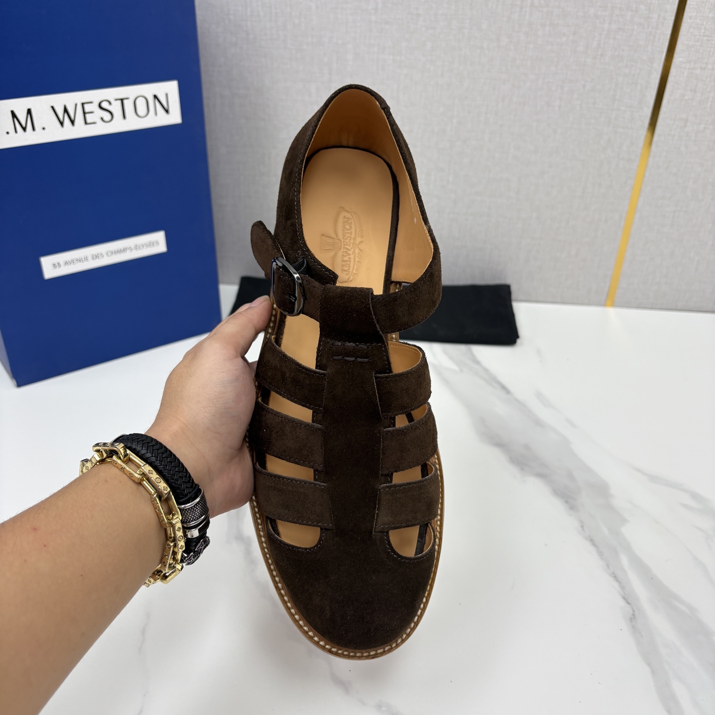 💋💍J.M.WESTO*   威士顿  复古罗马包头凉鞋   法式高端手工皮鞋标杆品牌，坚持传承法式匠心制鞋工艺，兼顾优