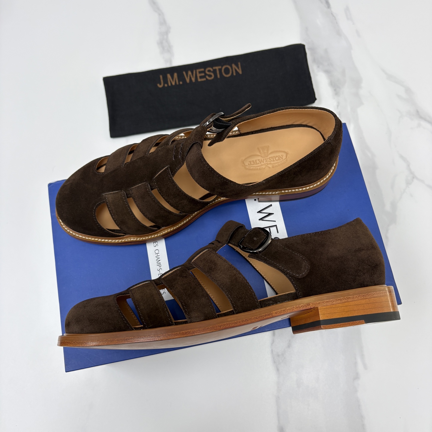 💋💍J.M.WESTO*   威士顿  复古罗马包头凉鞋   法式高端手工皮鞋标杆品牌，坚持传承法式匠心制鞋工艺，兼顾优