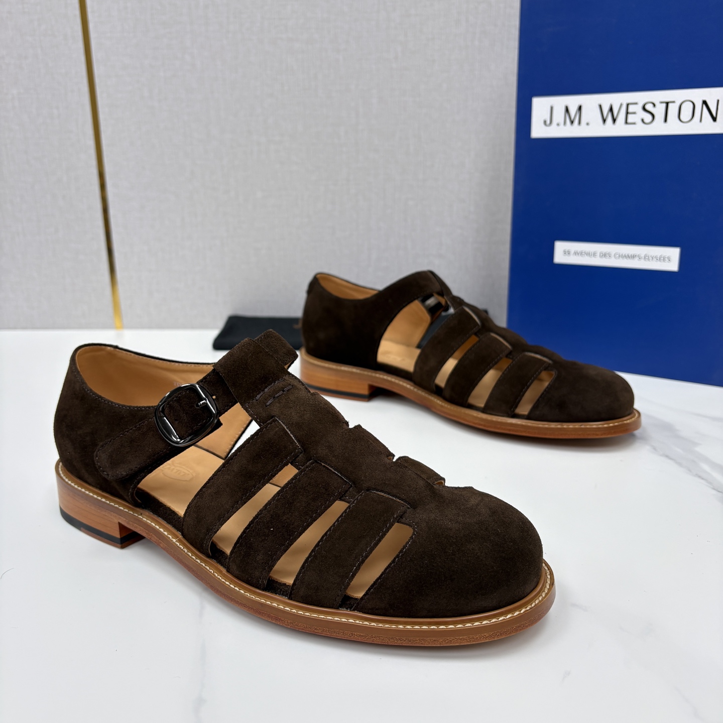 💋💍J.M.WESTO*   威士顿  复古罗马包头凉鞋   法式高端手工皮鞋标杆品牌，坚持传承法式匠心制鞋工艺，兼顾优
