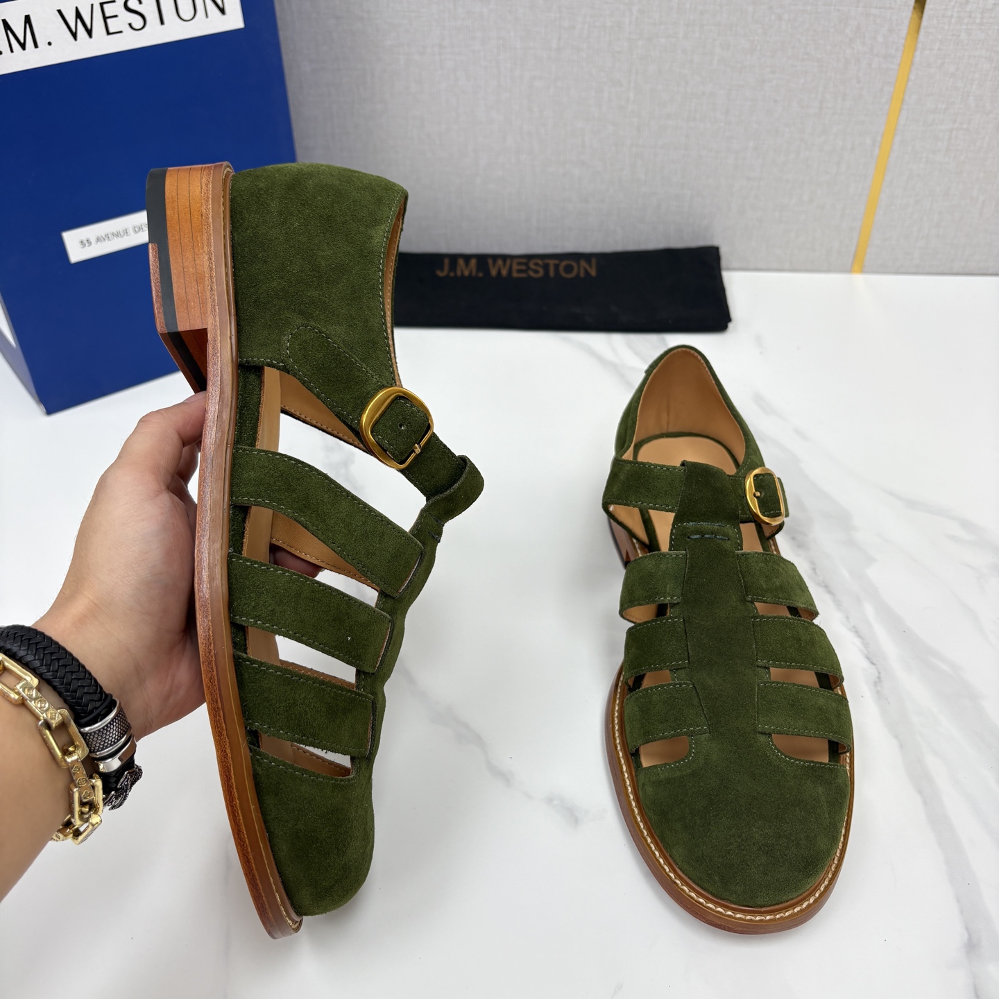💋💍J.M.WESTO* 威士顿 复古罗马包头凉鞋 法式高端手工皮鞋标杆品牌,坚持传承法式匠心制鞋工艺,兼顾优 💋💍J.M.WESTO* 威士顿 复古罗马包头凉鞋 法式高端手工皮鞋标杆品牌,坚持传承法式匠心制鞋工艺,兼顾优