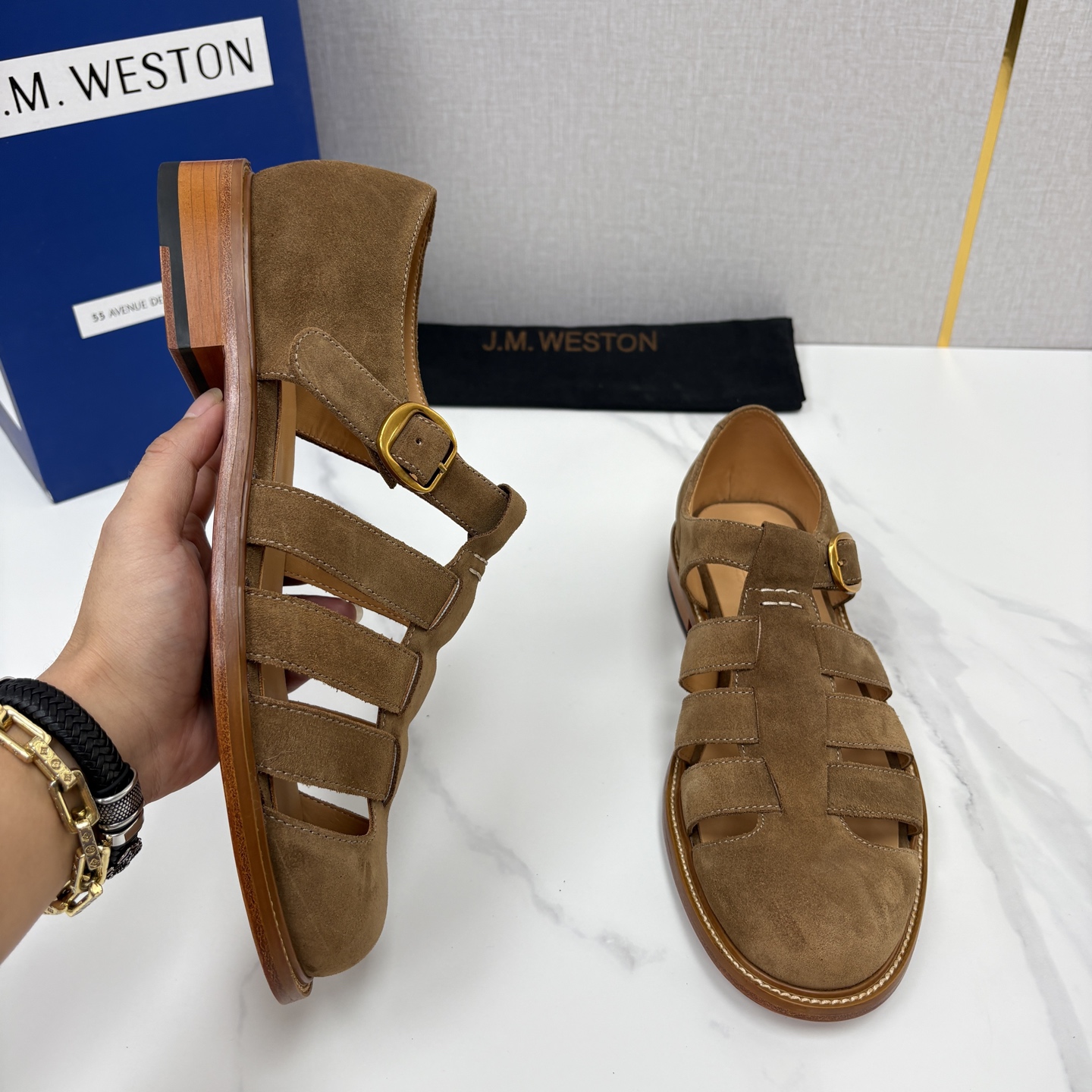 💋💍J.M.WESTO* 威士顿 复古罗马包头凉鞋 法式高端手工皮鞋标杆品牌,坚持传承法式匠心制鞋工艺,兼顾优 💋💍J.M.WESTO* 威士顿 复古罗马包头凉鞋 法式高端手工皮鞋标杆品牌,坚持传承法式匠心制鞋工艺,兼顾优