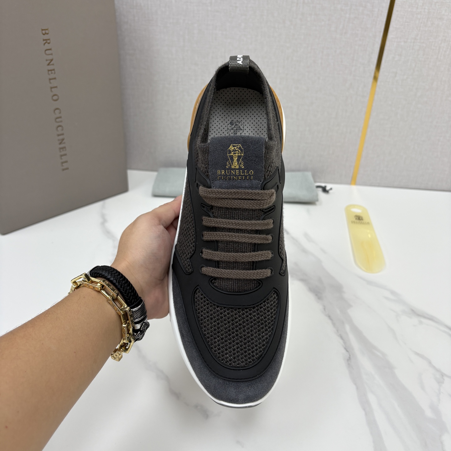 💋💍BC新品 Brunello Cucinell* 混色针织拼接绒面低帮运动鞋 官方 9,600 采用高弹透气 💋💍BC新品 Brunello Cucinell* 混色针织拼接绒面低帮运动鞋 官方 9,600 采用高弹透气