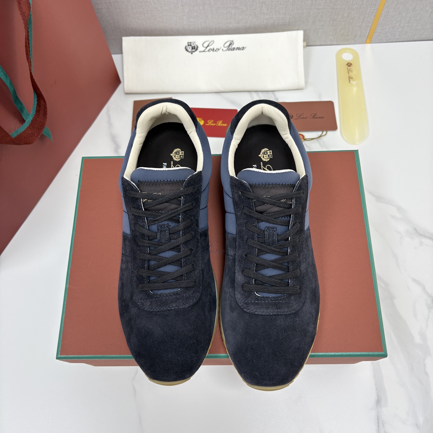 💋💍LP 家新品   Loro Pian*   诺悠*翩雅   Fast Walk 男士绒面牛皮拼接休闲运动鞋   官方
