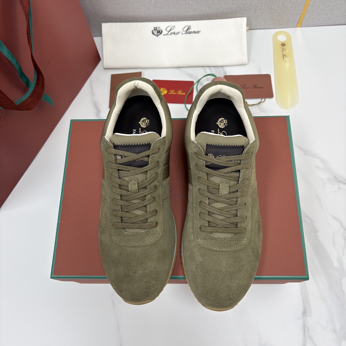 💋💍LP 家新品   Loro Pian*   诺悠*翩雅   Fast Walk 男士绒面牛皮拼接休闲运动鞋   官方