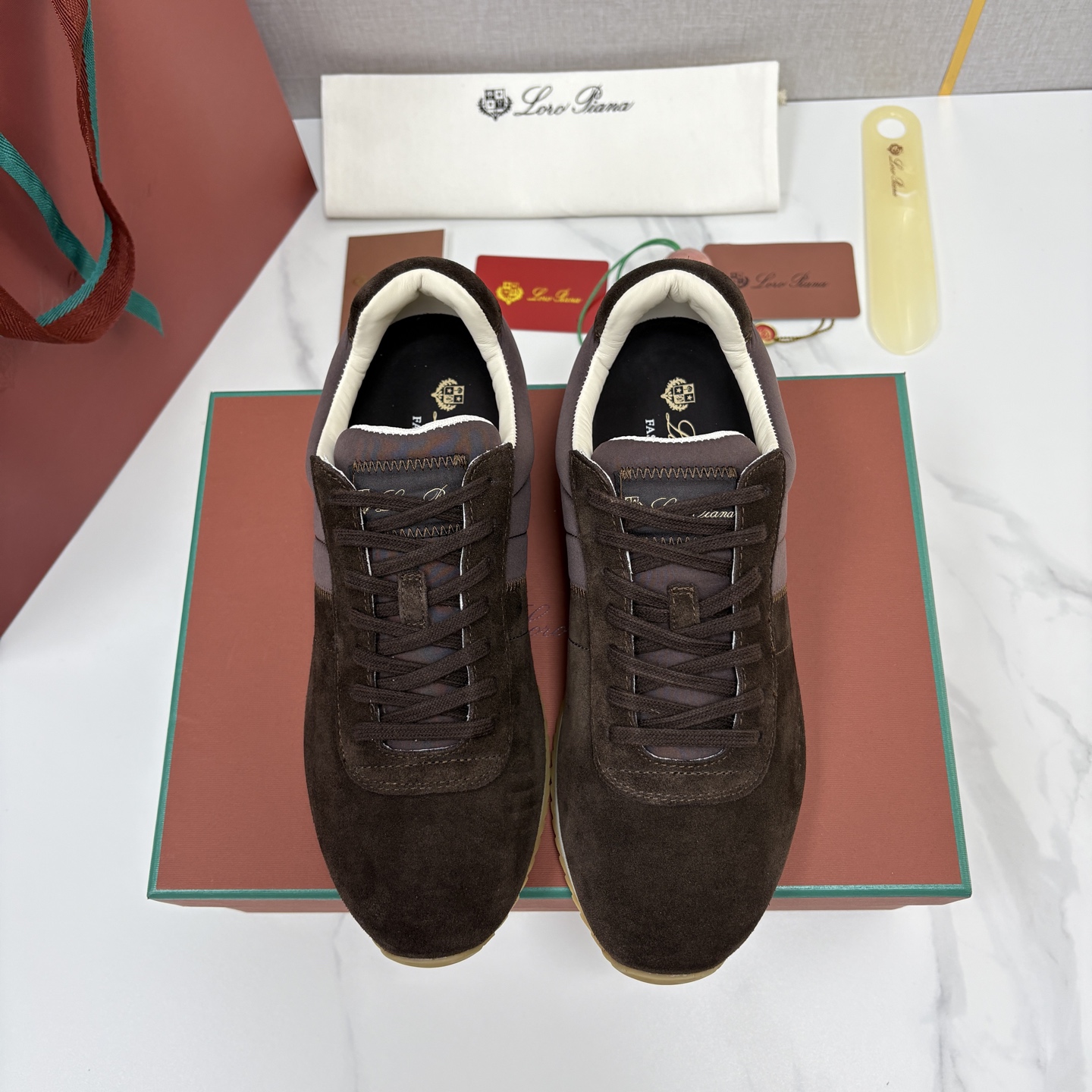 💋💍LP 家新品   Loro Pian*   诺悠*翩雅   Fast Walk 男士绒面牛皮拼接休闲运动鞋   官方