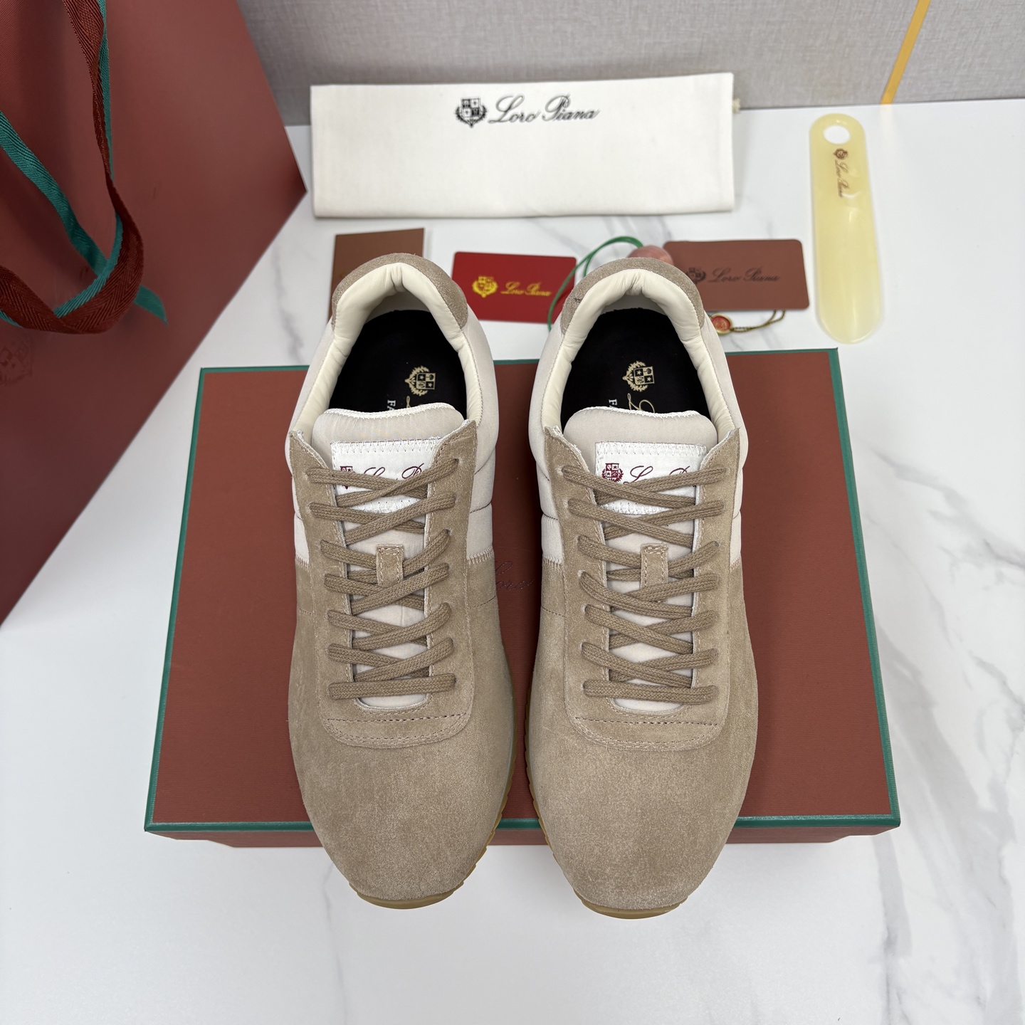 💋💍LP 家新品   Loro Pian*   诺悠*翩雅   Fast Walk 男士绒面牛皮拼接休闲运动鞋   官方
