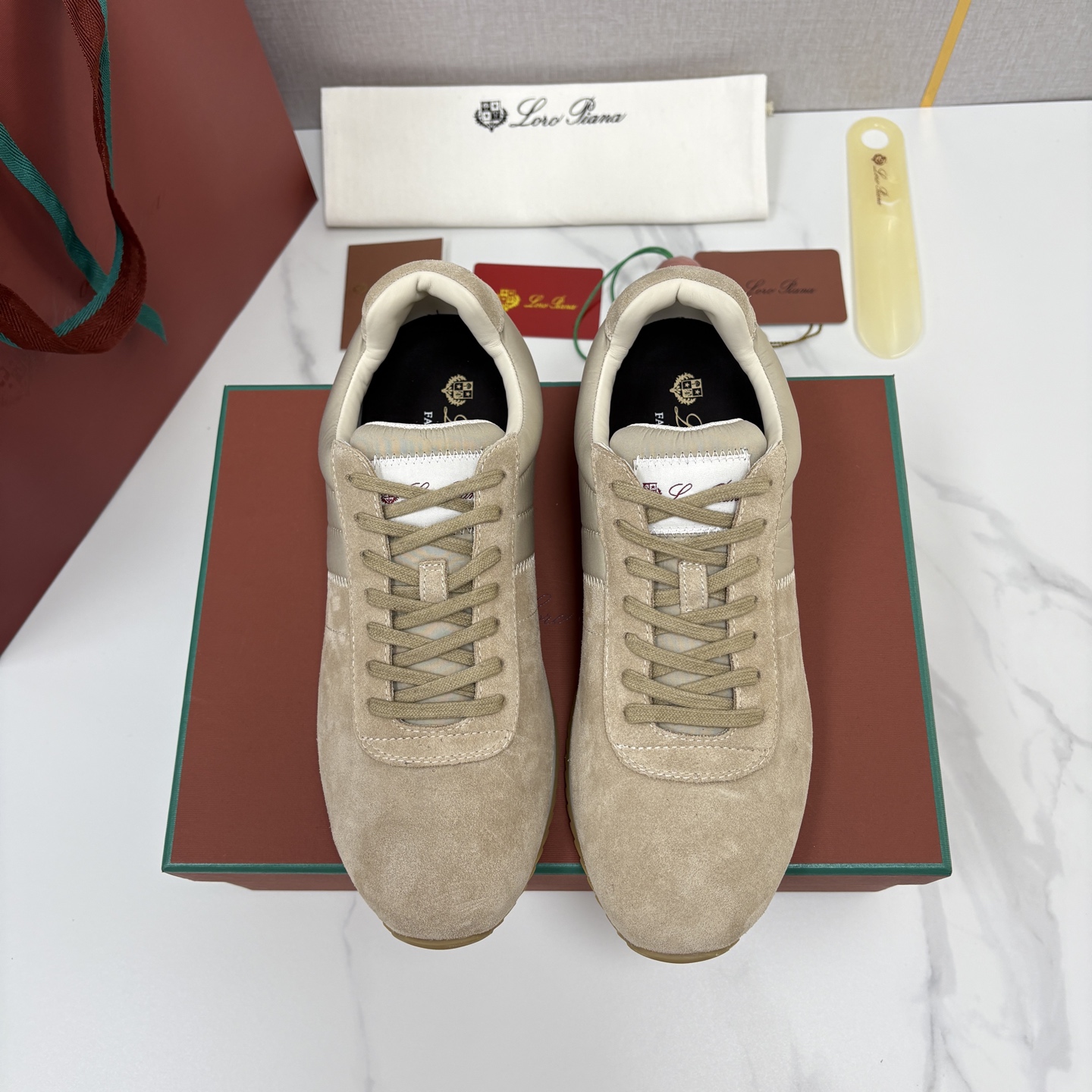 💋💍LP 家新品   Loro Pian*   诺悠*翩雅   Fast Walk 男士绒面牛皮拼接休闲运动鞋   官方