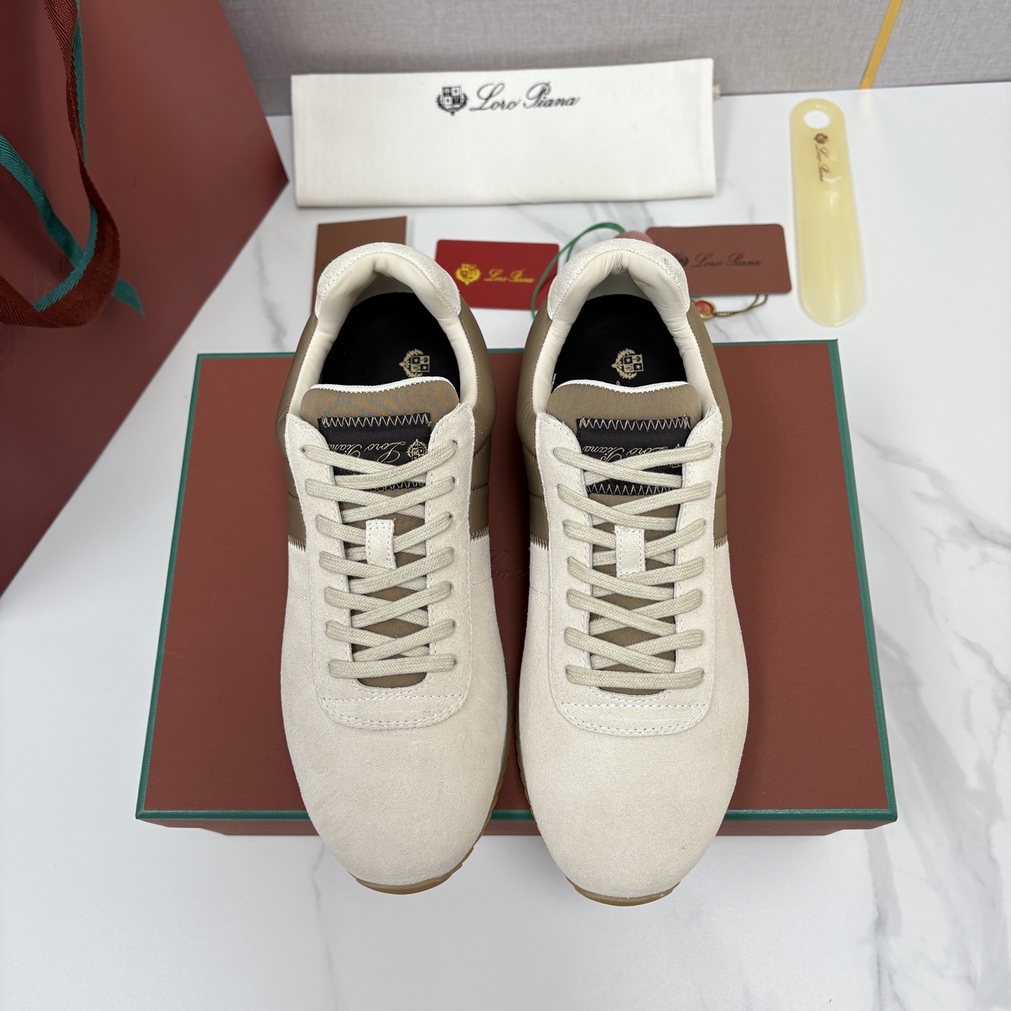 💋💍LP 家新品   Loro Pian*   诺悠*翩雅   Fast Walk 男士绒面牛皮拼接休闲运动鞋   官方