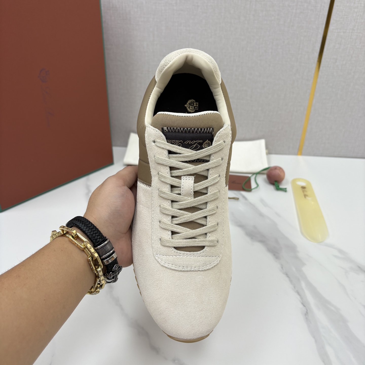 💋💍LP 家新品   Loro Pian*   诺悠*翩雅   Fast Walk 男士绒面牛皮拼接休闲运动鞋   官方