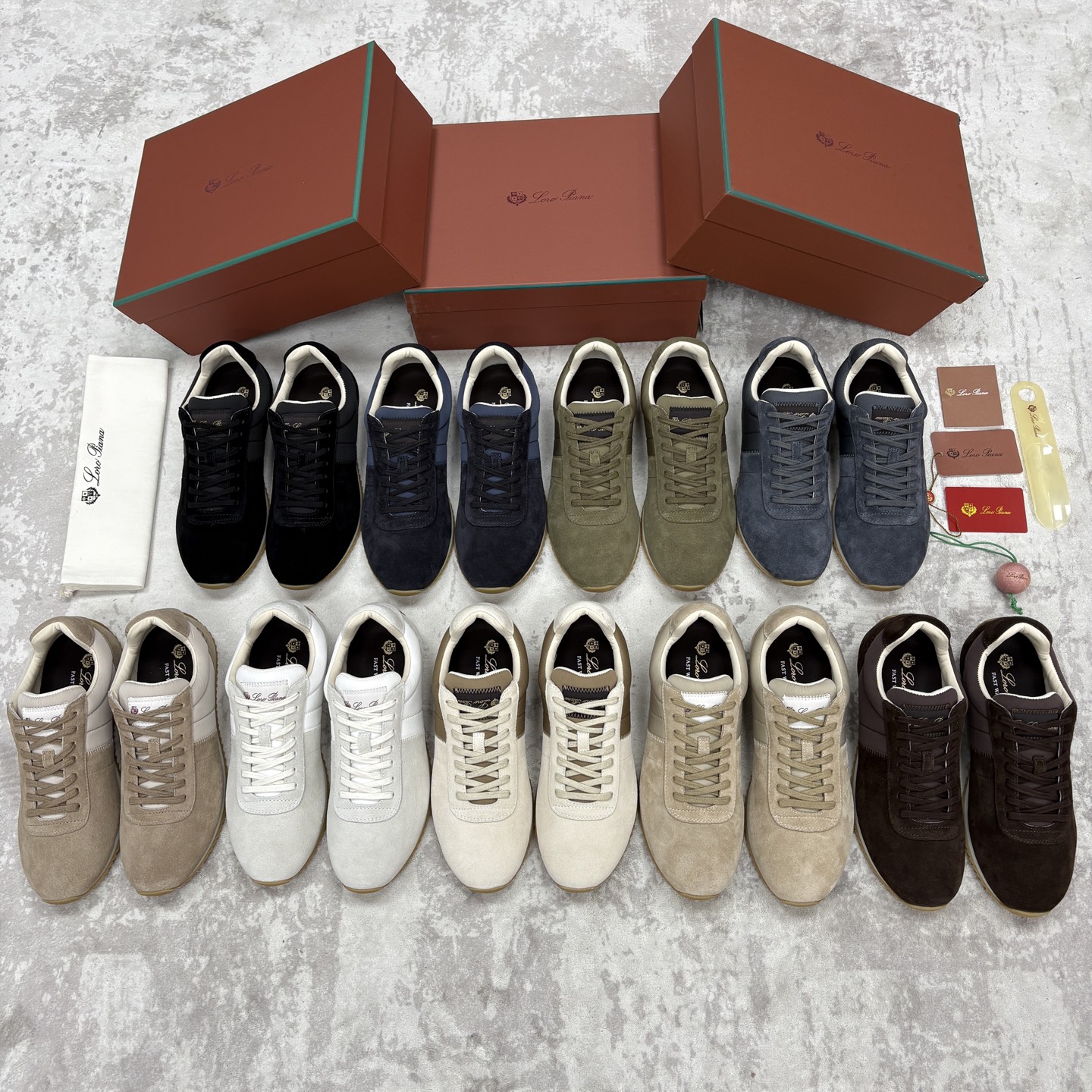 💋💍LP 家新品   Loro Pian*   诺悠*翩雅   Fast Walk 男士绒面牛皮拼接休闲运动鞋   官方