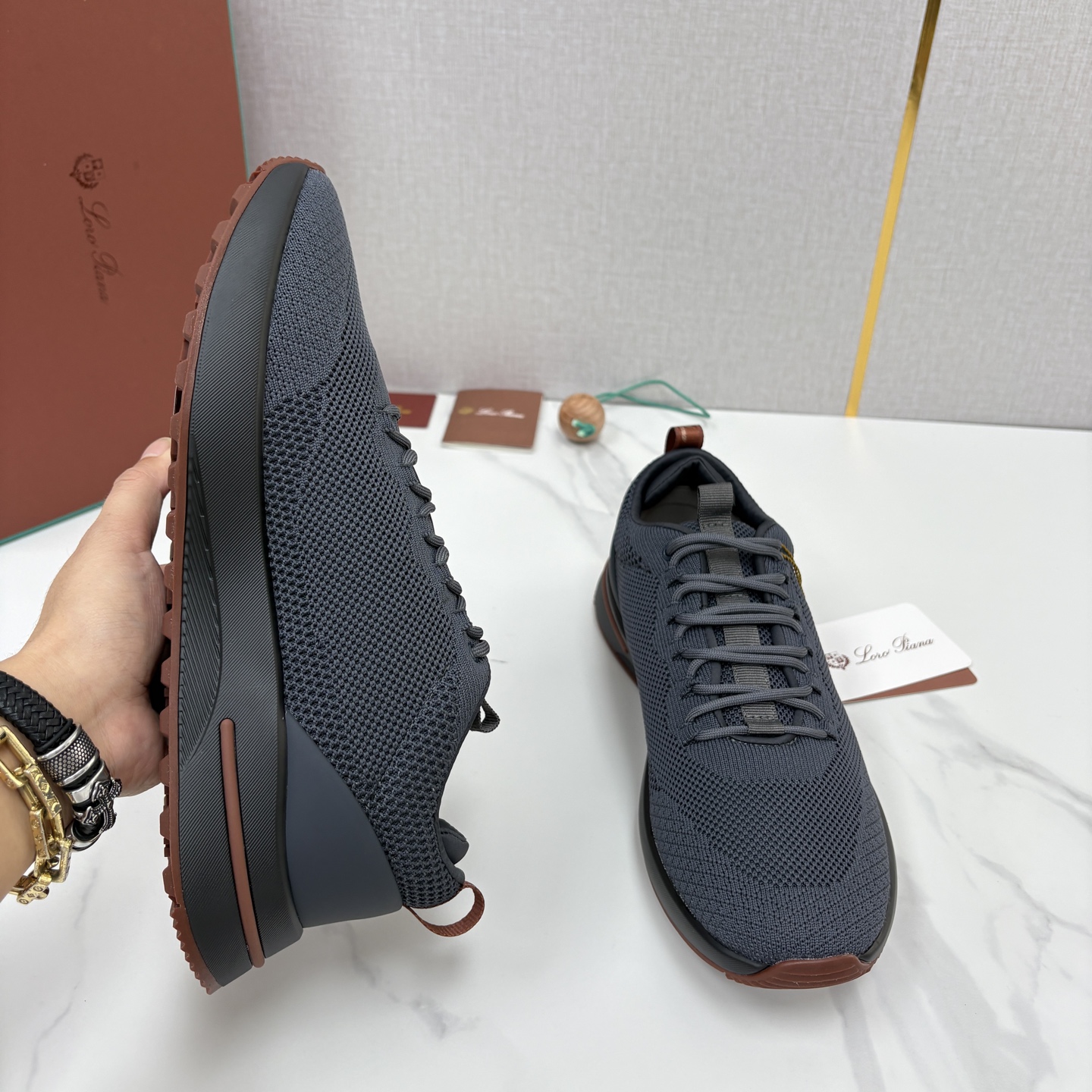 💋💍LP 家新品   Loro Pian*   诺悠*翩雅   Week End Walk 男士网面牛皮拼接休闲运动鞋 