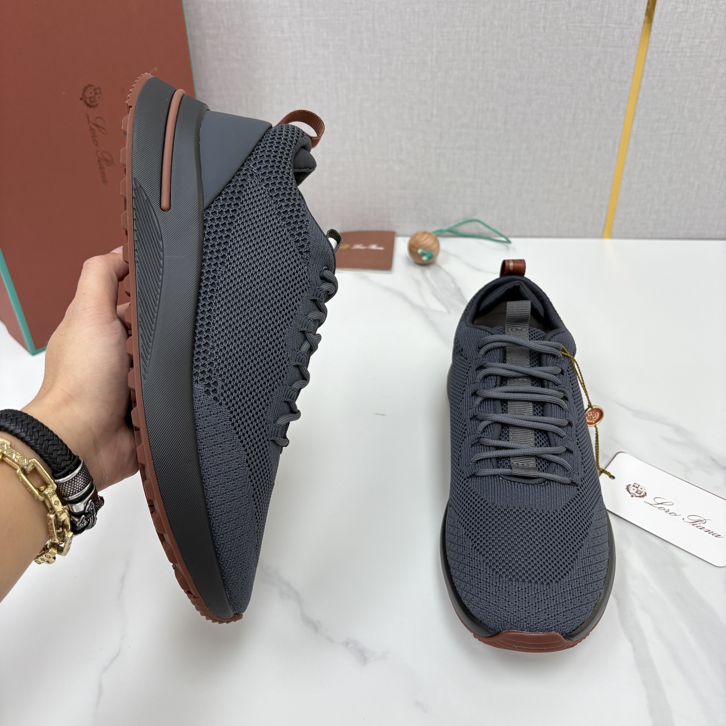 💋💍LP 家新品   Loro Pian*   诺悠*翩雅   Week End Walk 男士网面牛皮拼接休闲运动鞋 