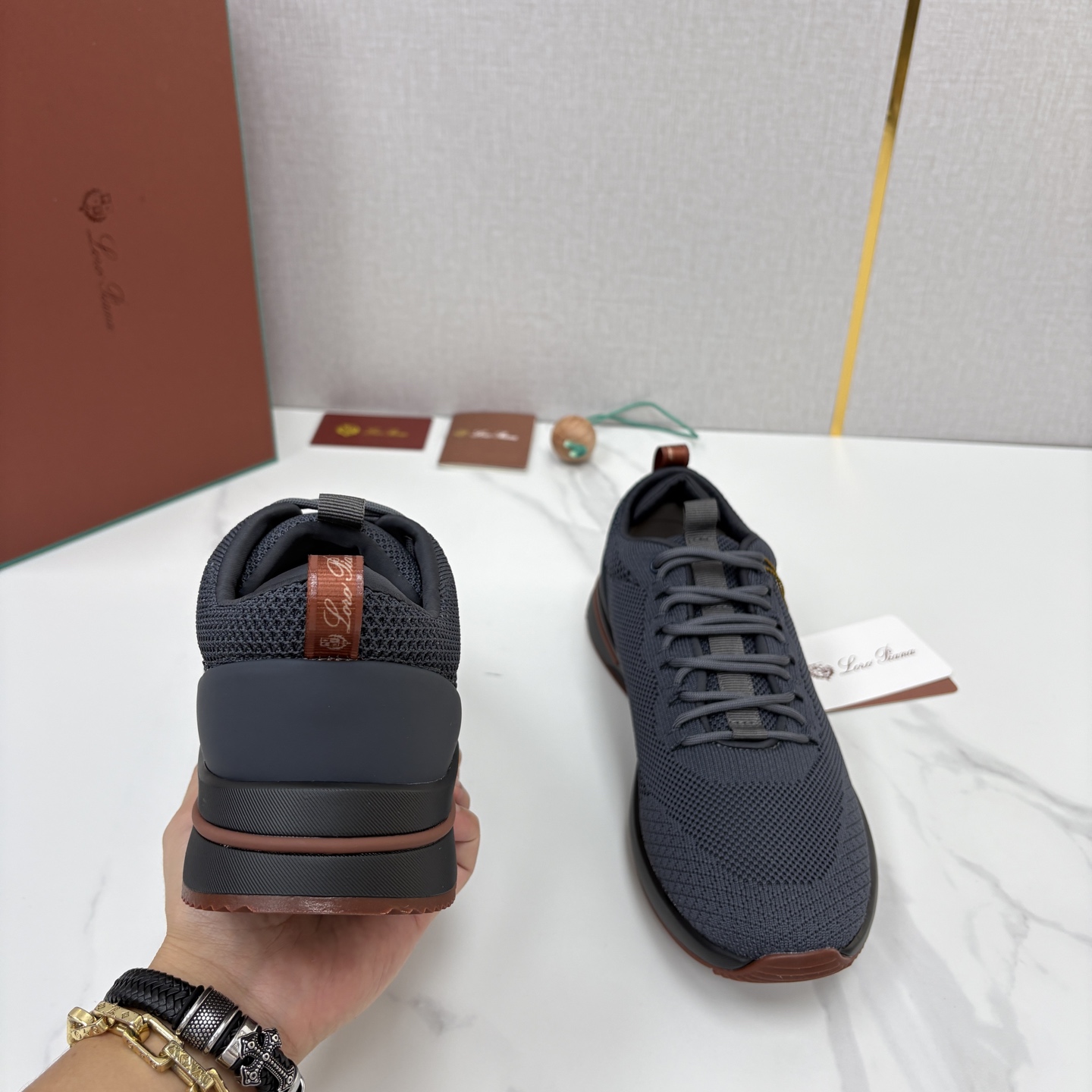 💋💍LP 家新品   Loro Pian*   诺悠*翩雅   Week End Walk 男士网面牛皮拼接休闲运动鞋 
