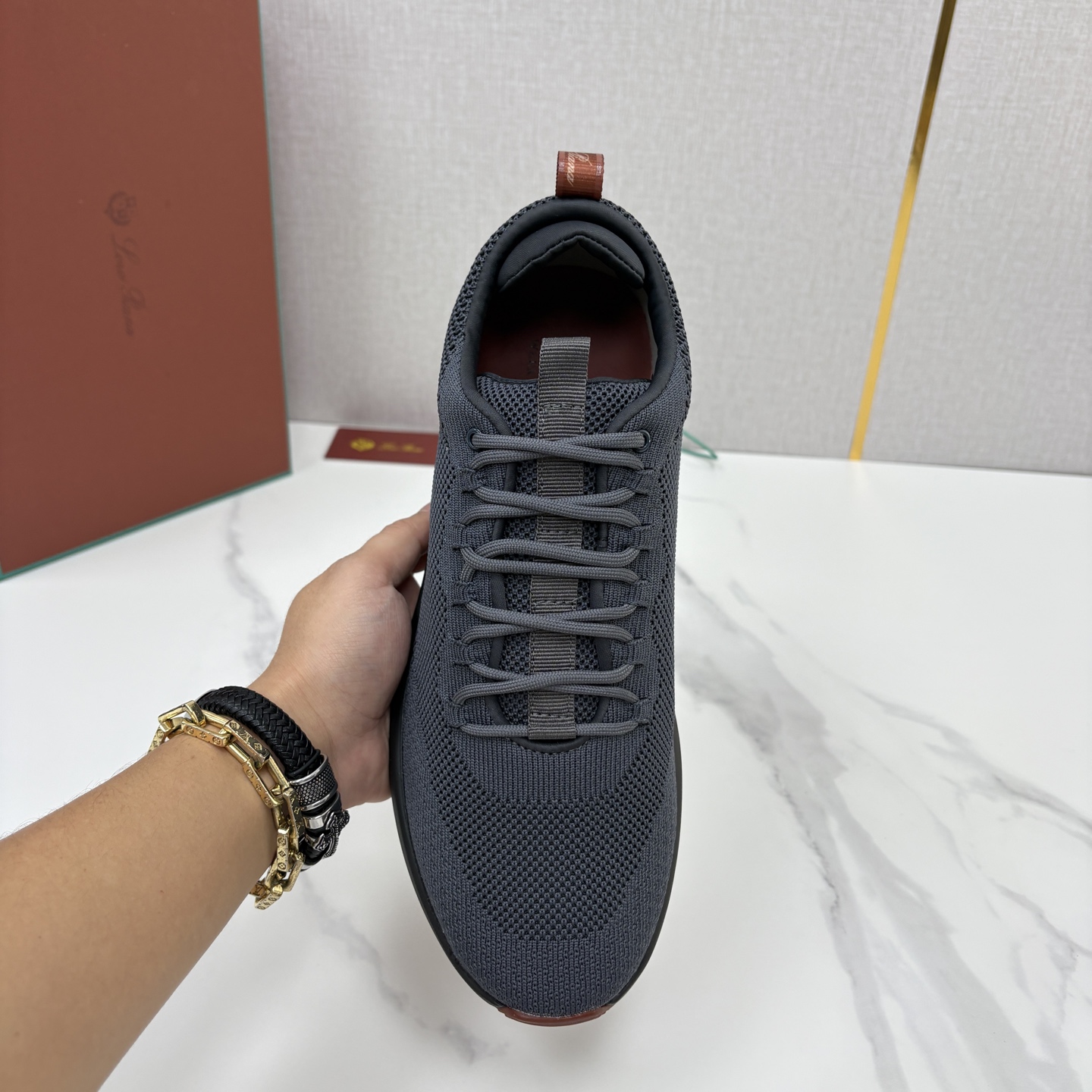 💋💍LP 家新品   Loro Pian*   诺悠*翩雅   Week End Walk 男士网面牛皮拼接休闲运动鞋 