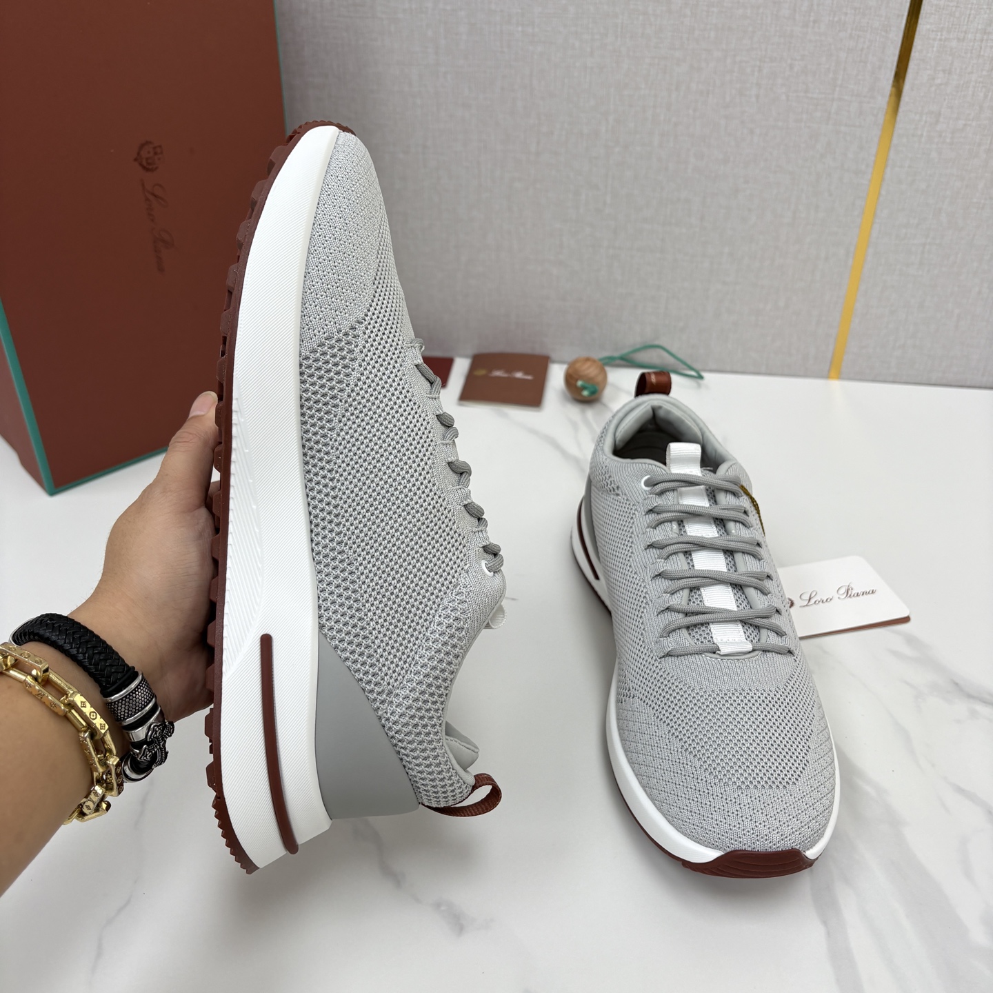 💋💍LP 家新品   Loro Pian*   诺悠*翩雅   Week End Walk 男士网面牛皮拼接休闲运动鞋 