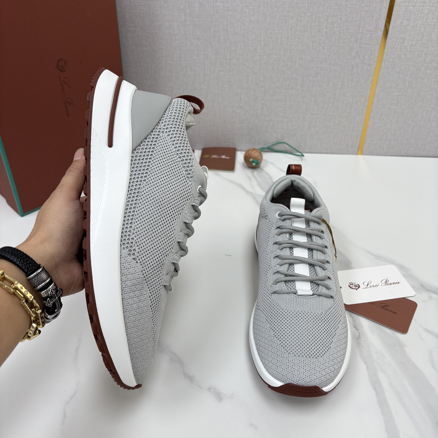 💋💍LP 家新品   Loro Pian*   诺悠*翩雅   Week End Walk 男士网面牛皮拼接休闲运动鞋 