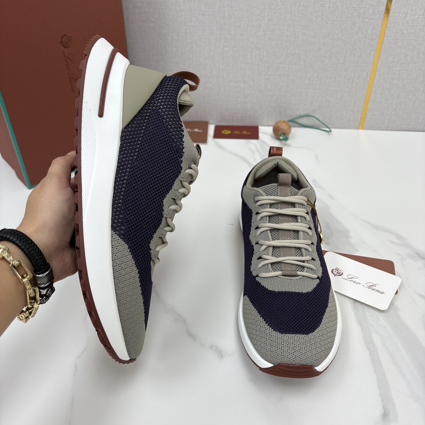 💋💍LP 家新品   Loro Pian*   诺悠*翩雅   Week End Walk 男士网面牛皮拼接休闲运动鞋 