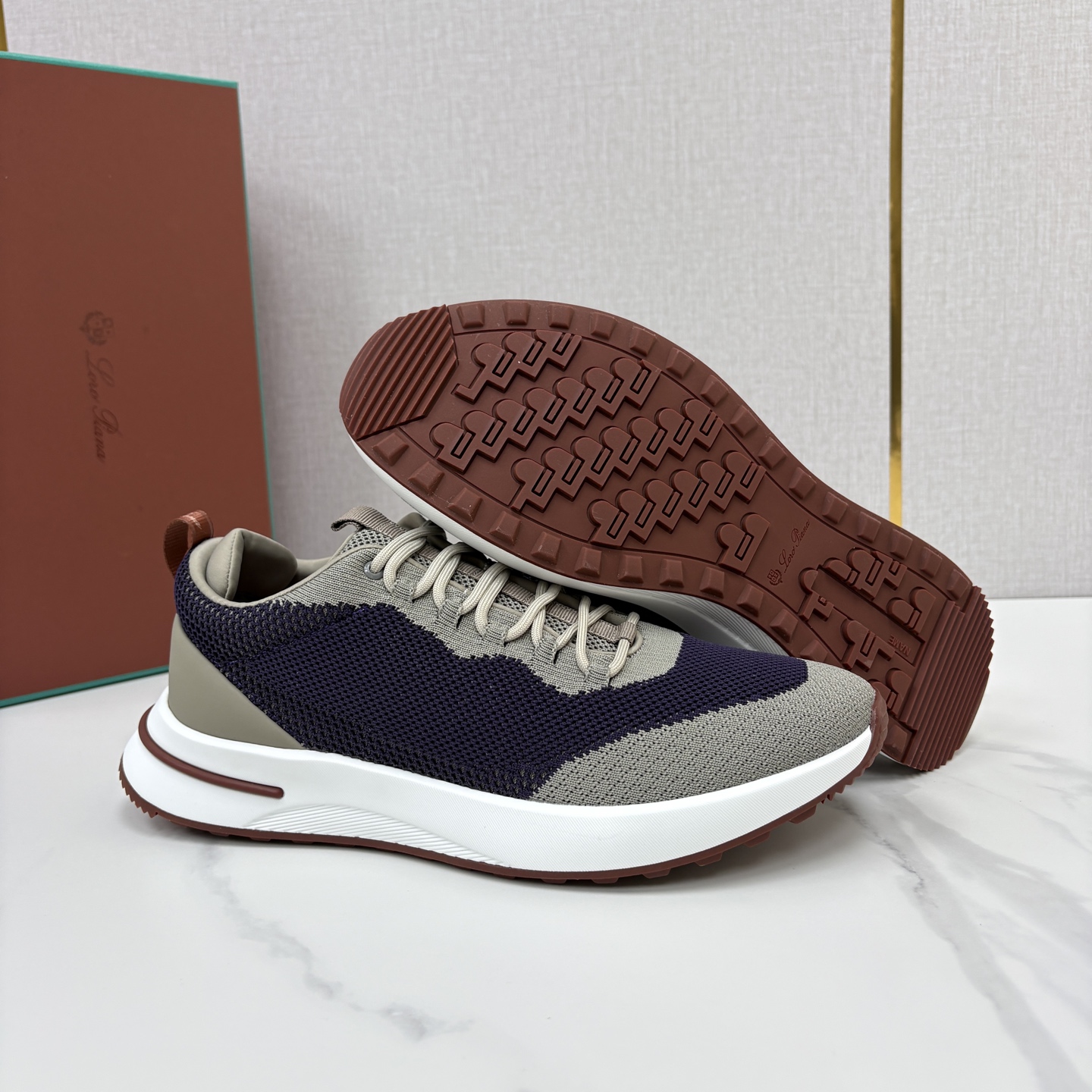 💋💍LP 家新品   Loro Pian*   诺悠*翩雅   Week End Walk 男士网面牛皮拼接休闲运动鞋 