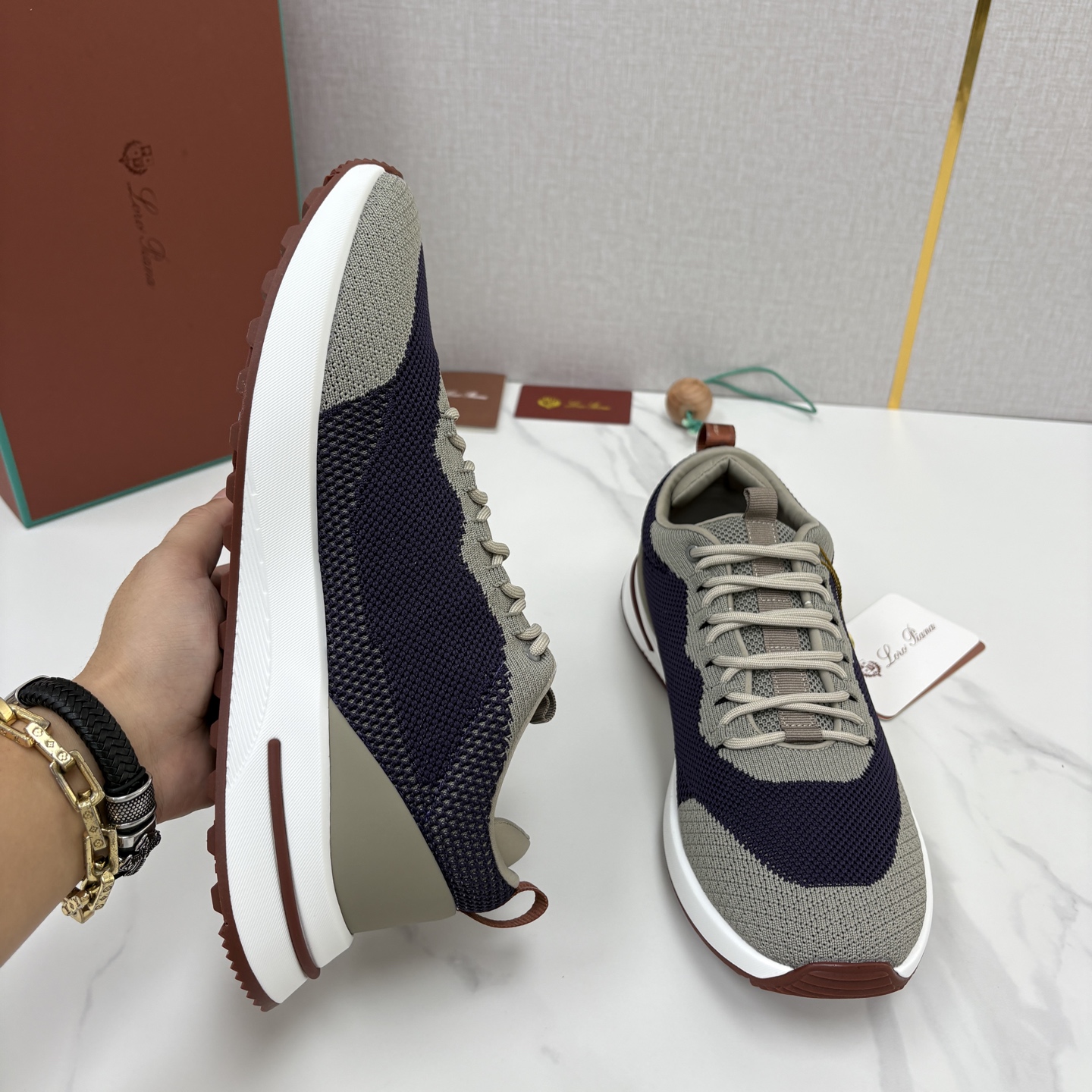 💋💍LP 家新品   Loro Pian*   诺悠*翩雅   Week End Walk 男士网面牛皮拼接休闲运动鞋 