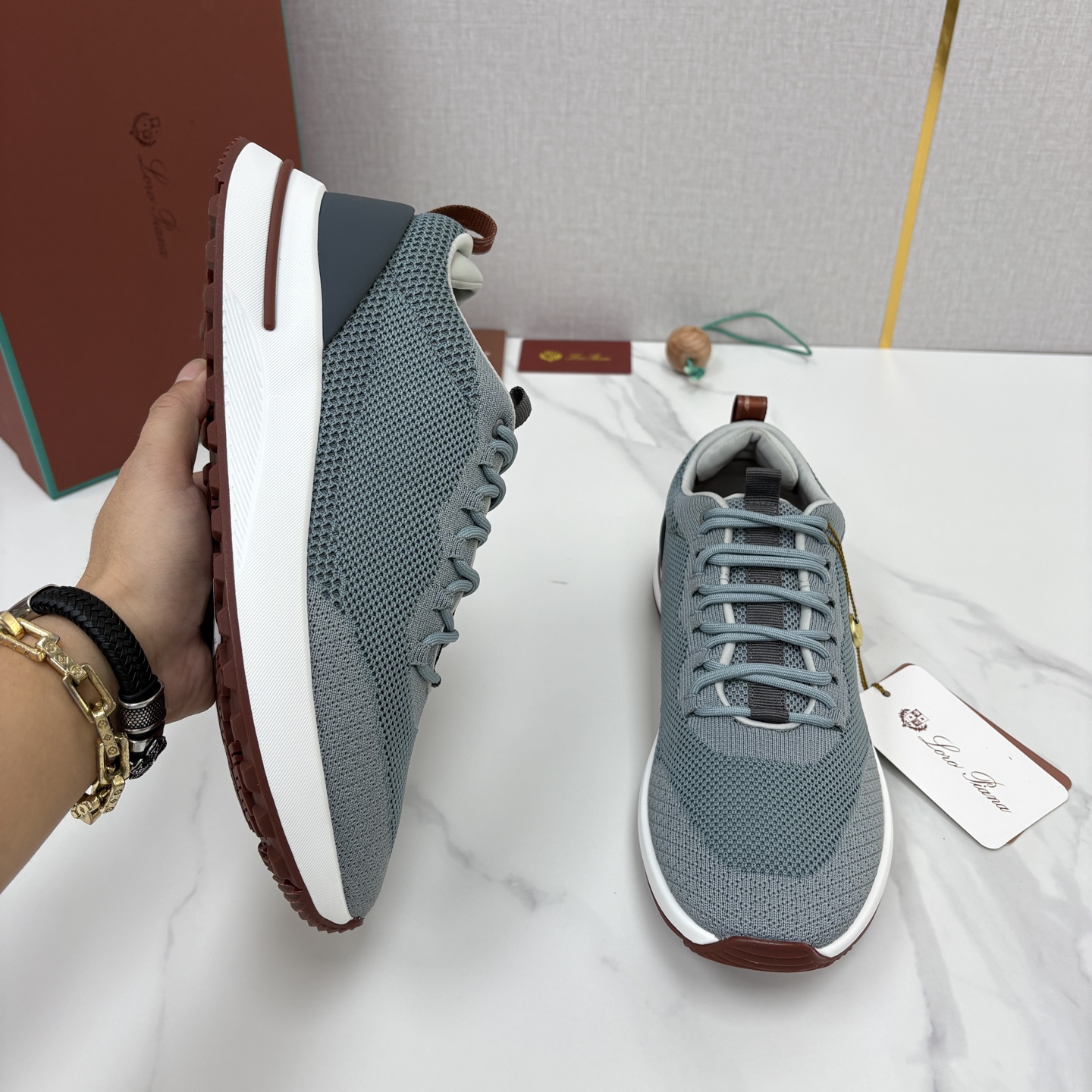 💋💍LP 家新品   Loro Pian*   诺悠*翩雅   Week End Walk 男士网面牛皮拼接休闲运动鞋 