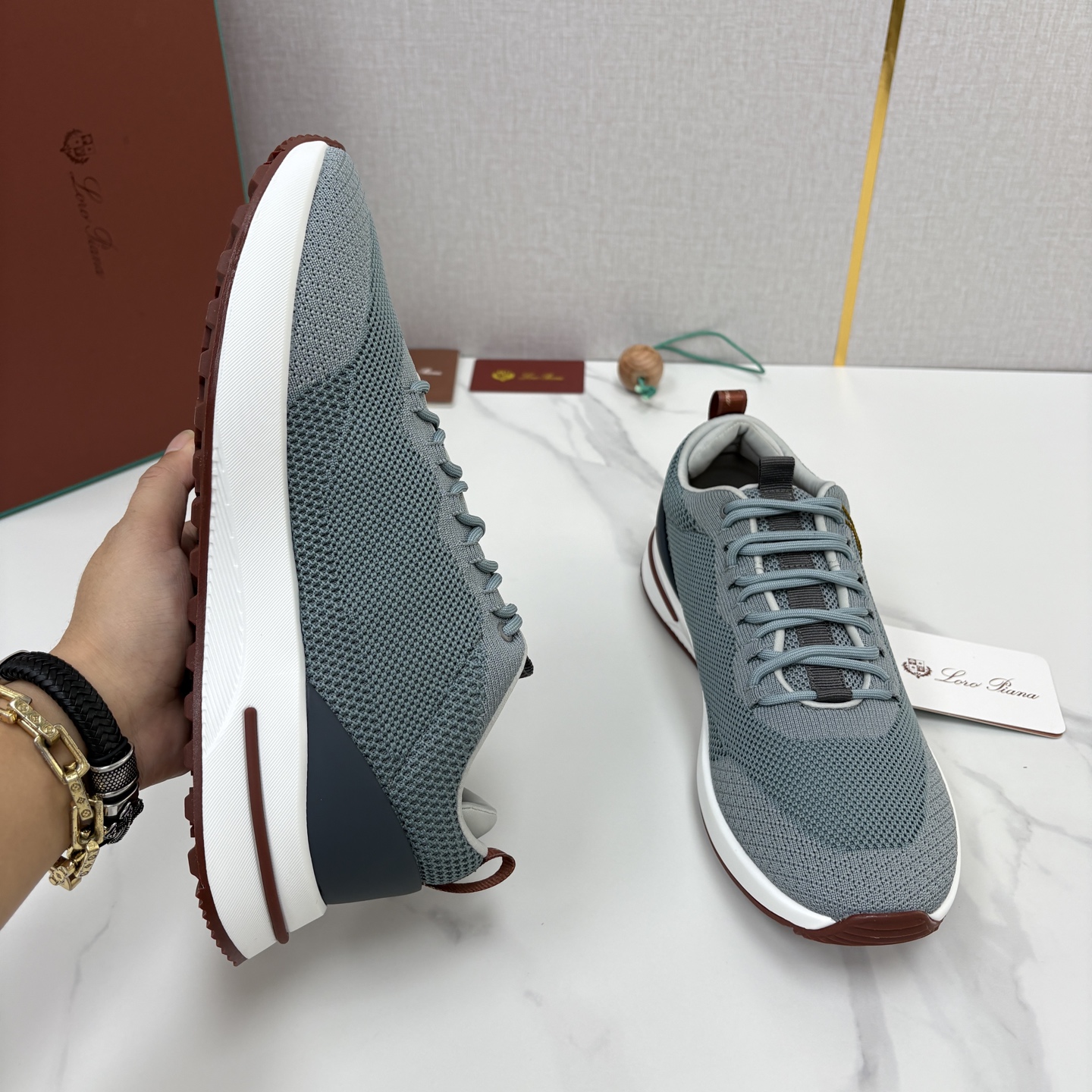 💋💍LP 家新品   Loro Pian*   诺悠*翩雅   Week End Walk 男士网面牛皮拼接休闲运动鞋 
